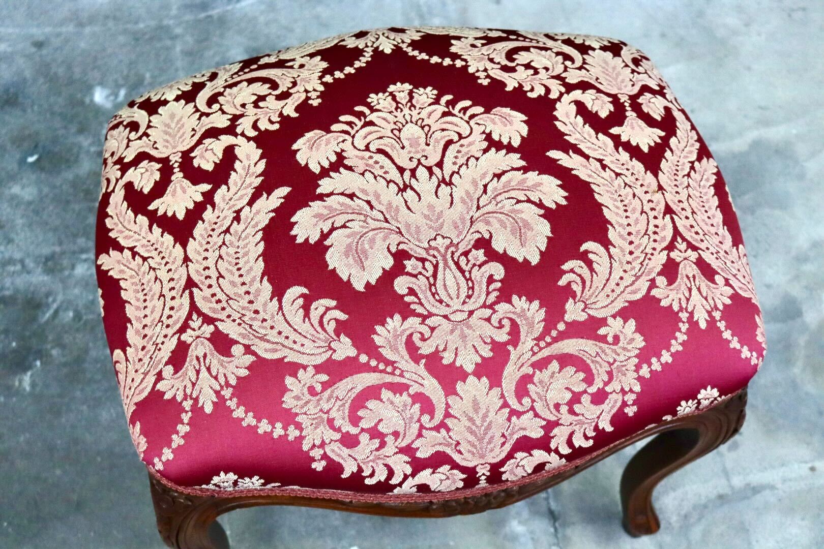 GMIK720B○イタリア製 オットマン スツール ファブリック 金華山 ロココ調 彫刻 ヨーロピアン クラシック エレガント