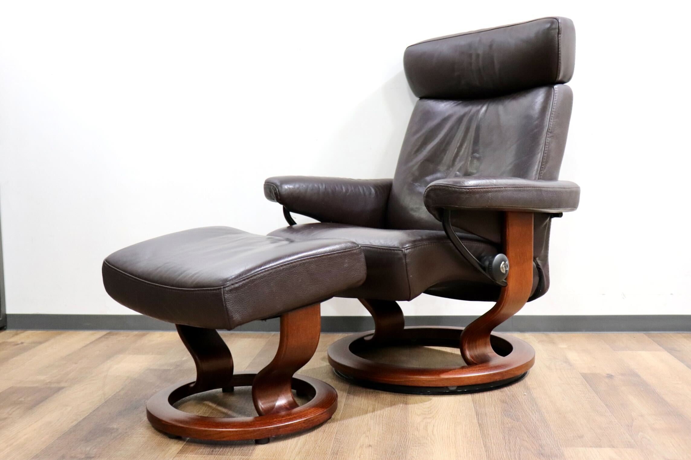 GMHK864○EKORNES / エコーネス オリオン リクライニングチェア ストレスレスチェア オットマン 北欧 ノルウェー 本革 ブラウン