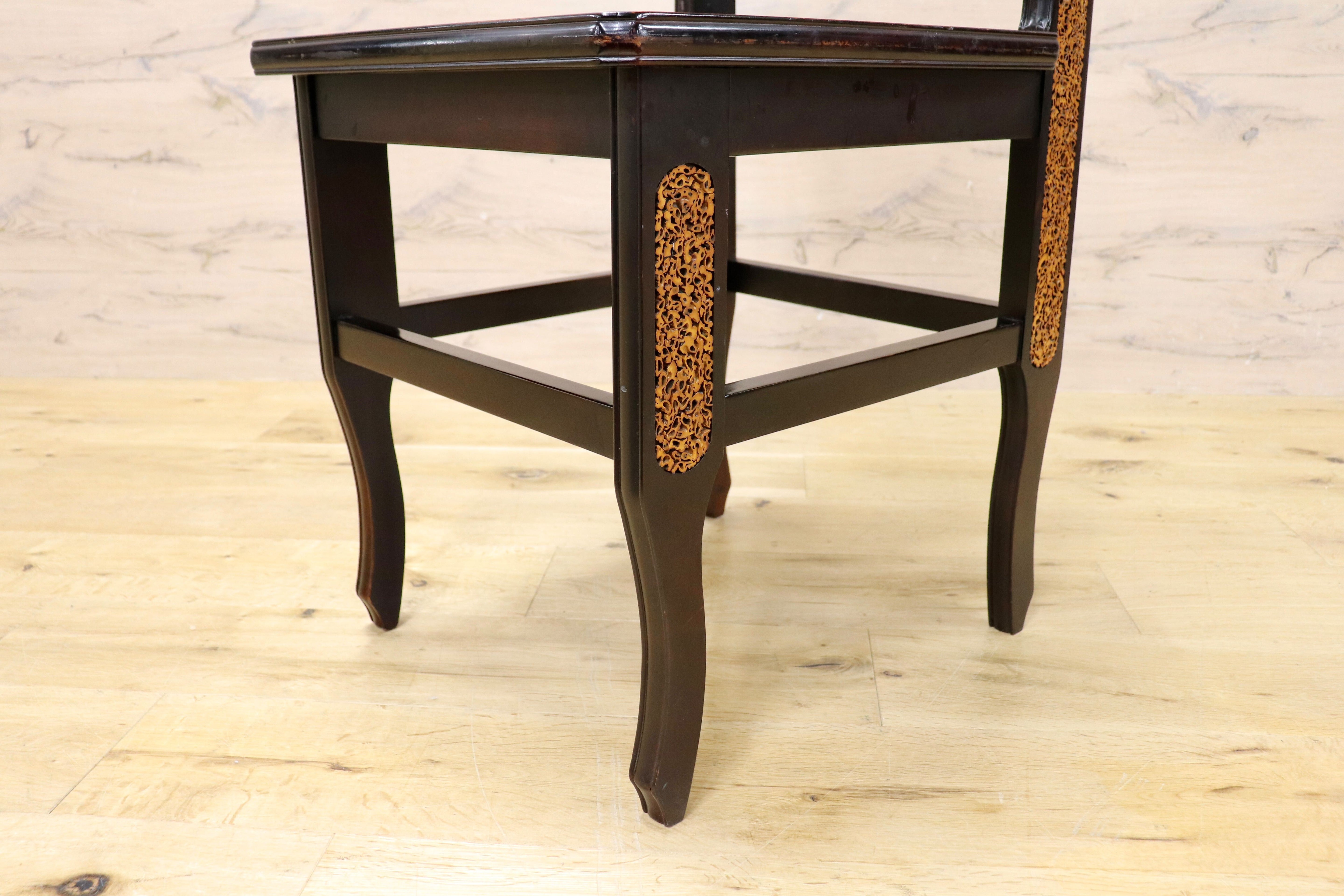 GMIK830C○最高級 中国美術 ダイニングチェア 椅子 チェア 唐木 和モダン アンティーク 綿密細工 稀少