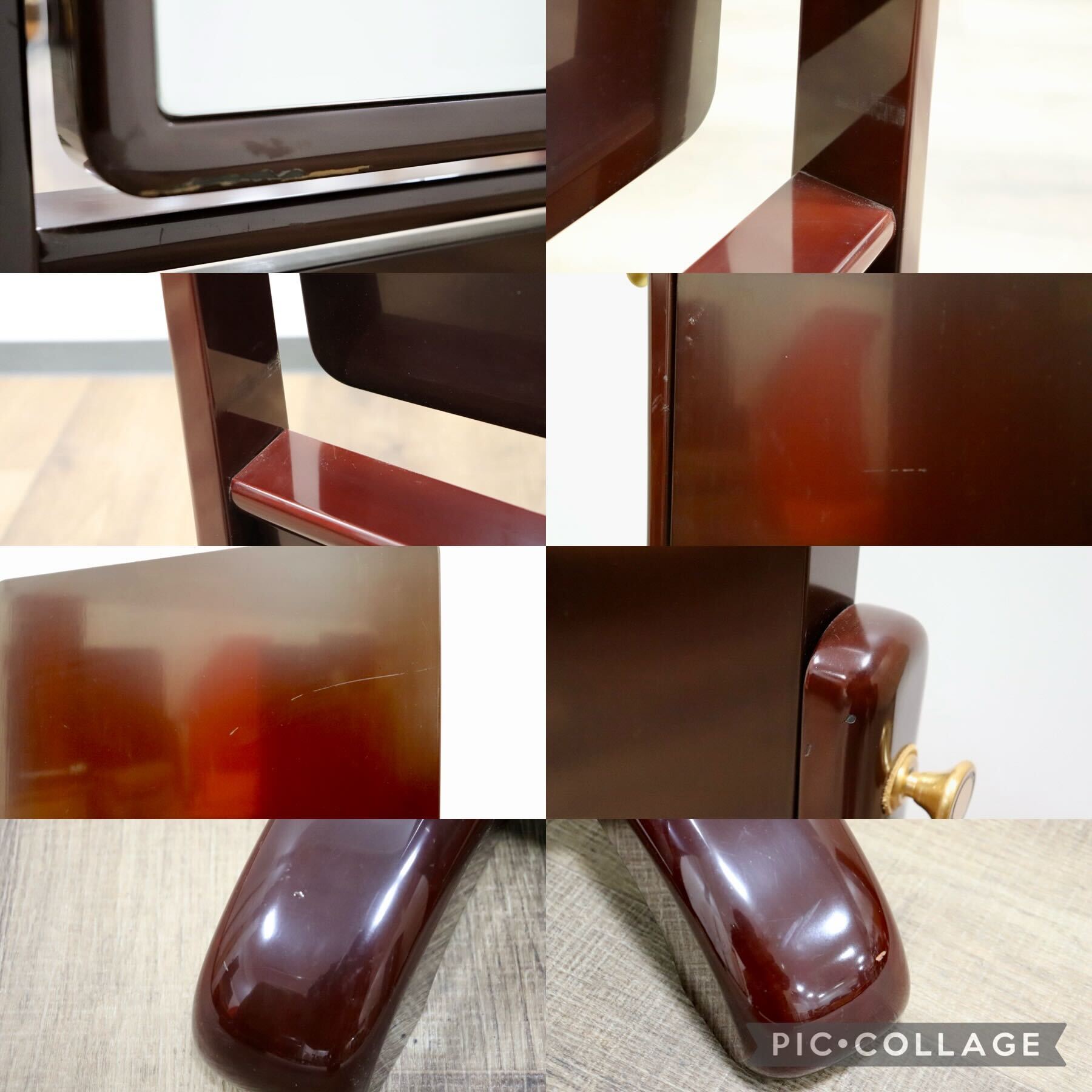 GMGF122○MATSUSO / 松創 秋草は溜 橘型 全身鏡 姿見 スタンドミラー 漆塗り 和モダン 府中家具 IDC大塚家具 定価約80万 展示品