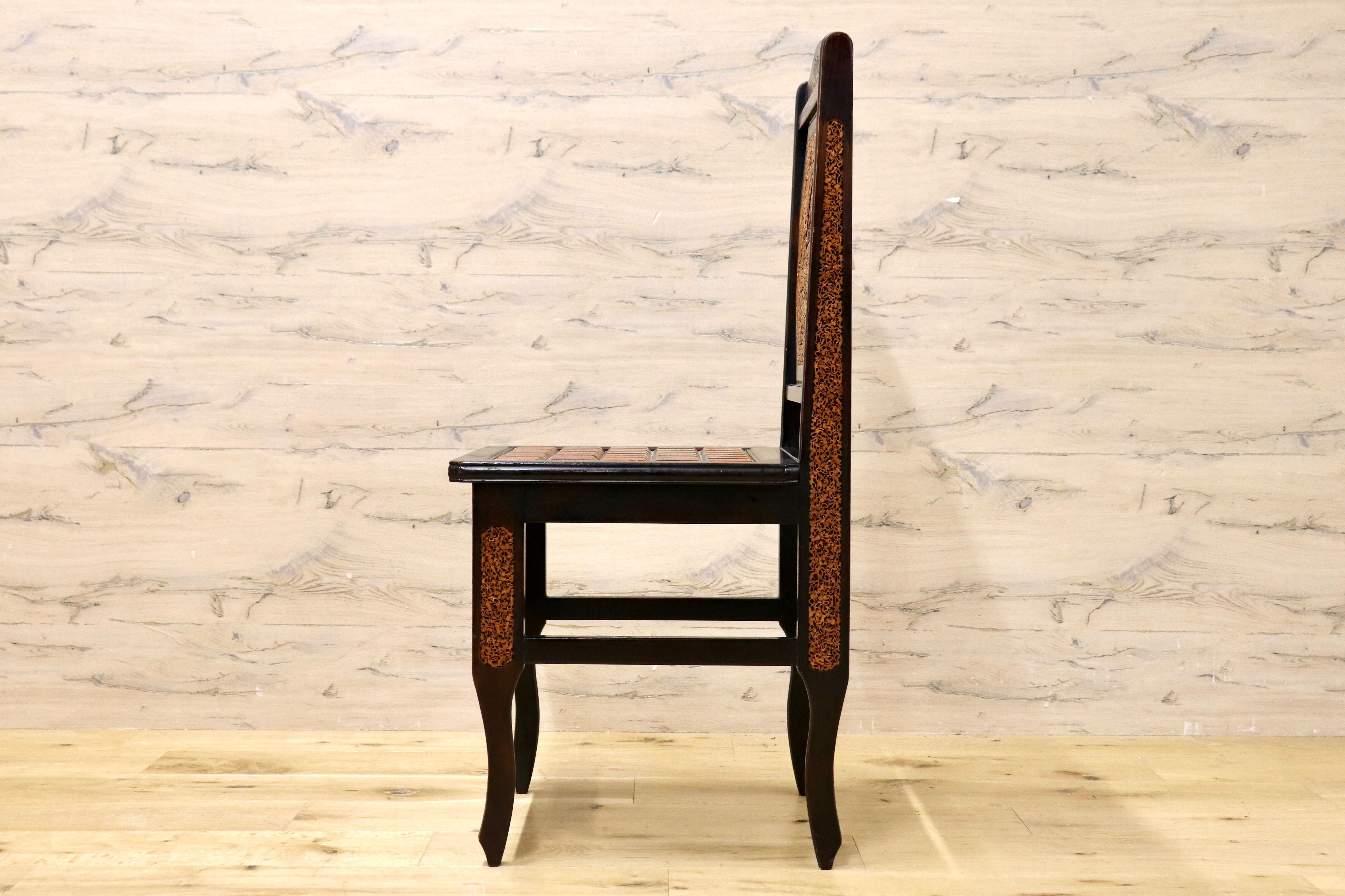 GMIK830D○最高級 中国美術 ダイニングチェア 椅子 チェア 唐木 和モダン アンティーク 綿密細工 稀少