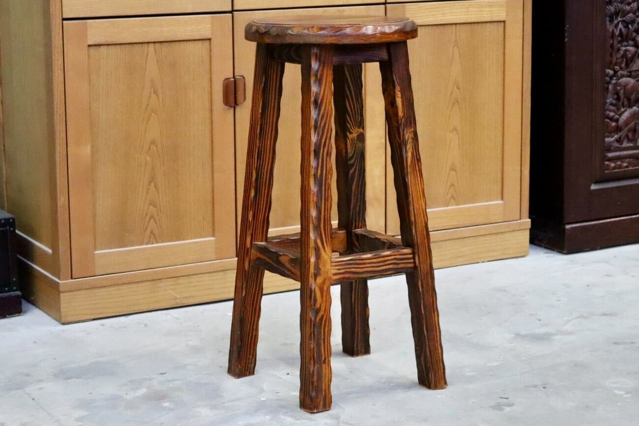 GMIS400A○スツール ハイチェア カウンターチェア 椅子 花台 木製 無垢材 キッチン カントリー ヴィンテージ