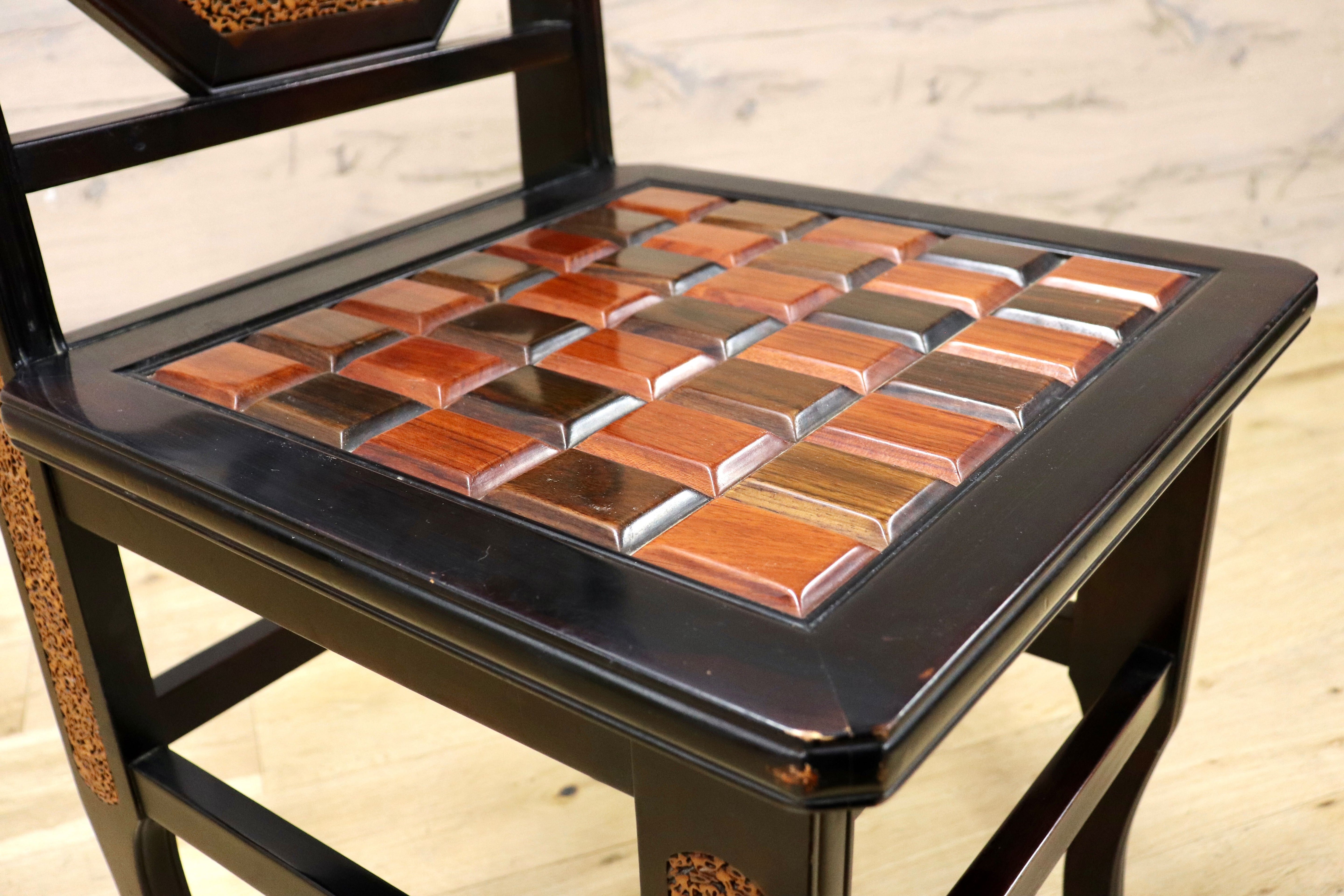 GMIK830D○最高級 中国美術 ダイニングチェア 椅子 チェア 唐木 和モダン アンティーク 綿密細工 稀少