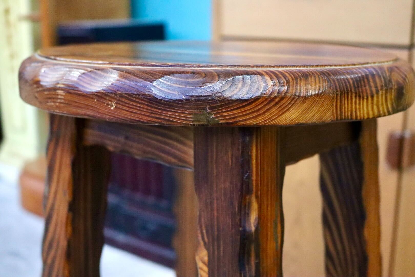 GMIS400A○スツール ハイチェア カウンターチェア 椅子 花台 木製 無垢材 キッチン カントリー ヴィンテージ