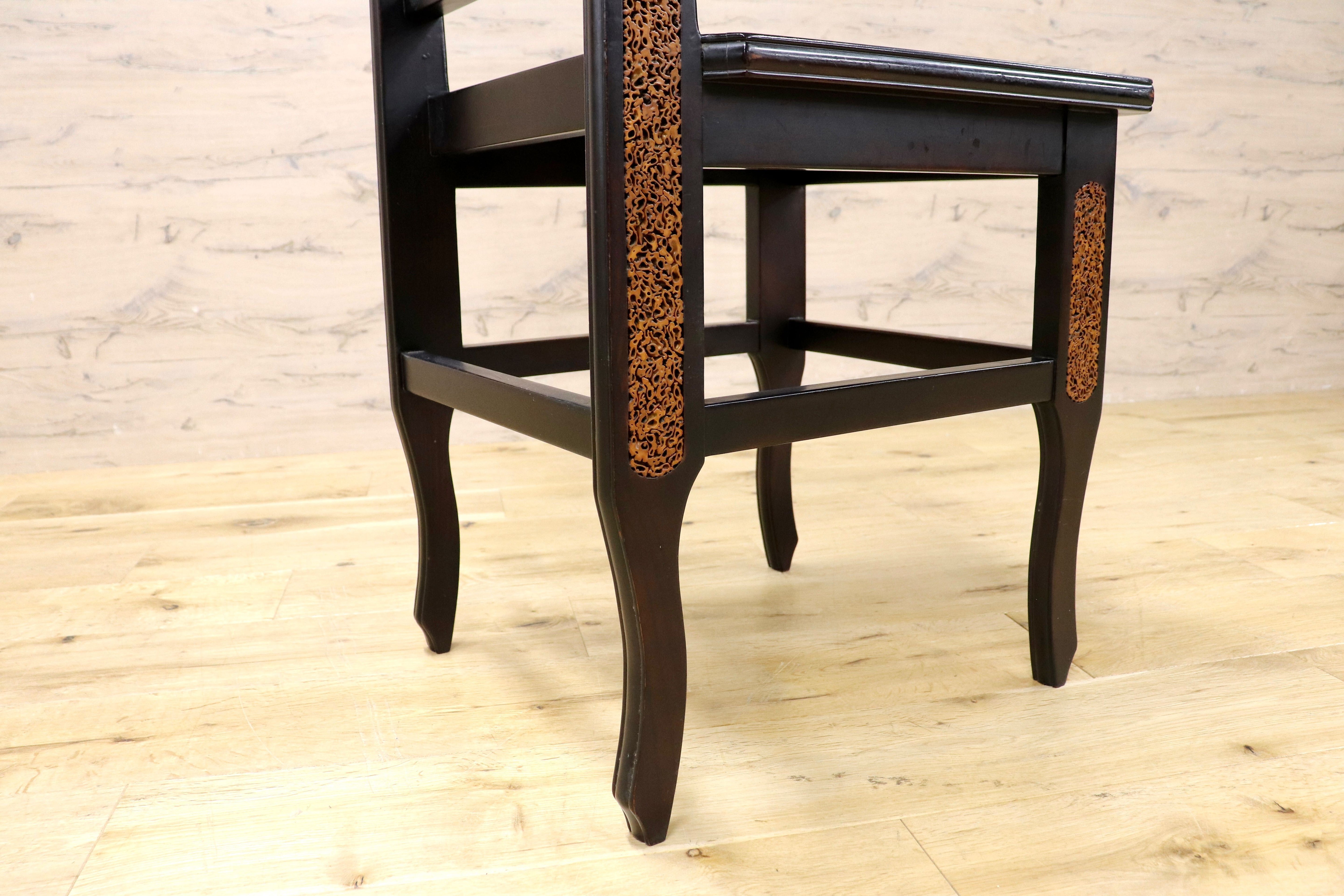 GMIK830D○最高級 中国美術 ダイニングチェア 椅子 チェア 唐木 和モダン アンティーク 綿密細工 稀少