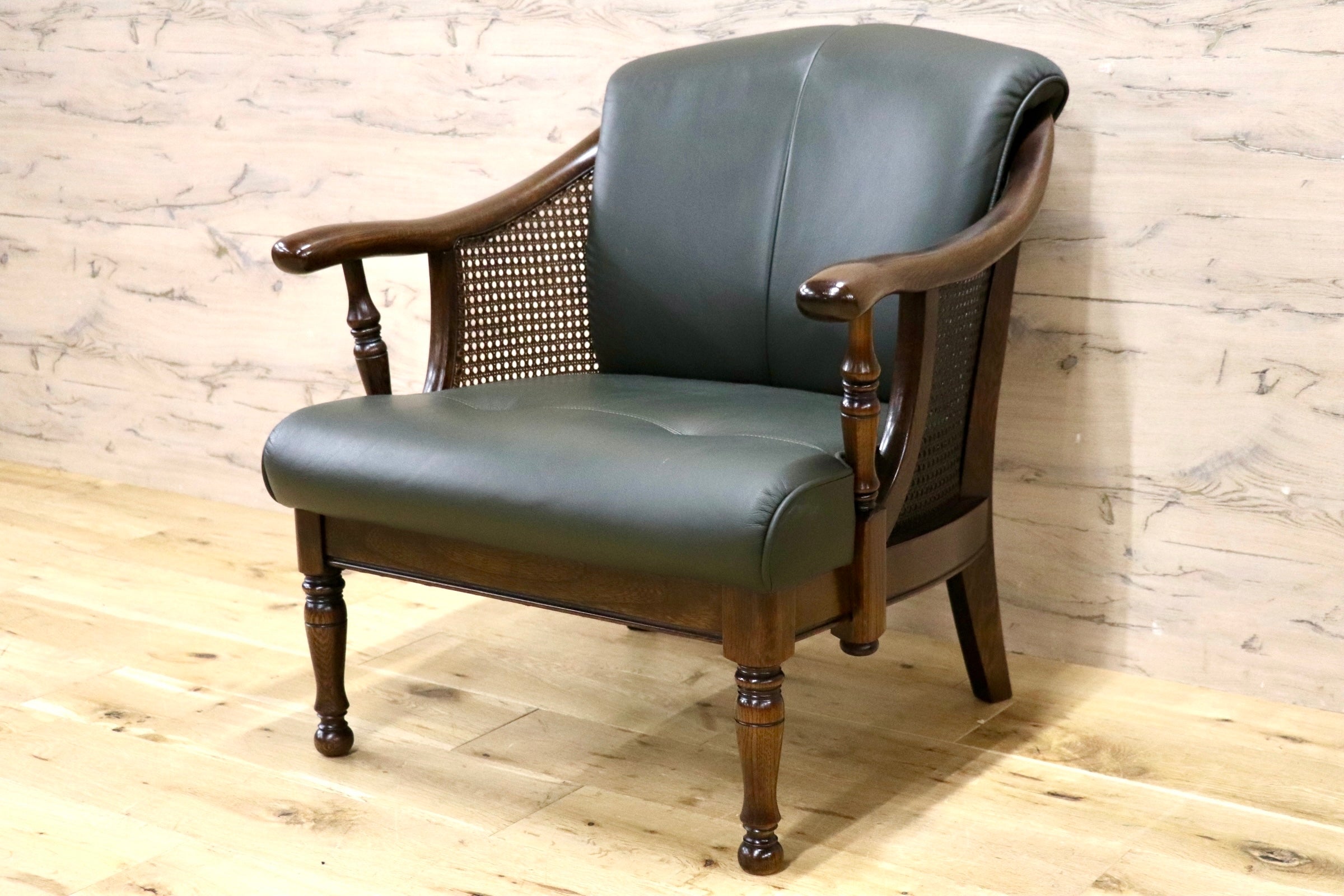 GMJS115A○karimoku / カリモク GRAND COLONIAL York Town 1人掛けソファ シングルソファ アームチェア 本革 クラシック グリーン