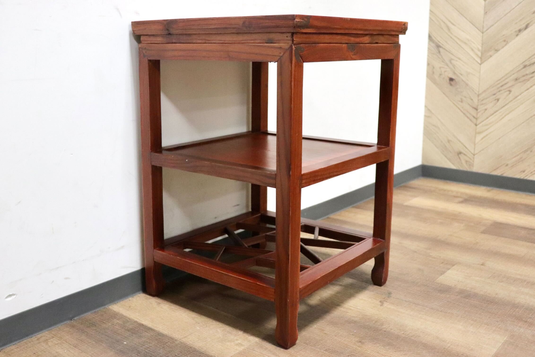 GMHK295I○中国民芸様式 アンティーク サイドテーブル コーヒーテーブル 花台 香炉台 飾り台 電話台 机 店舗什器 木製 クラシック アジアン