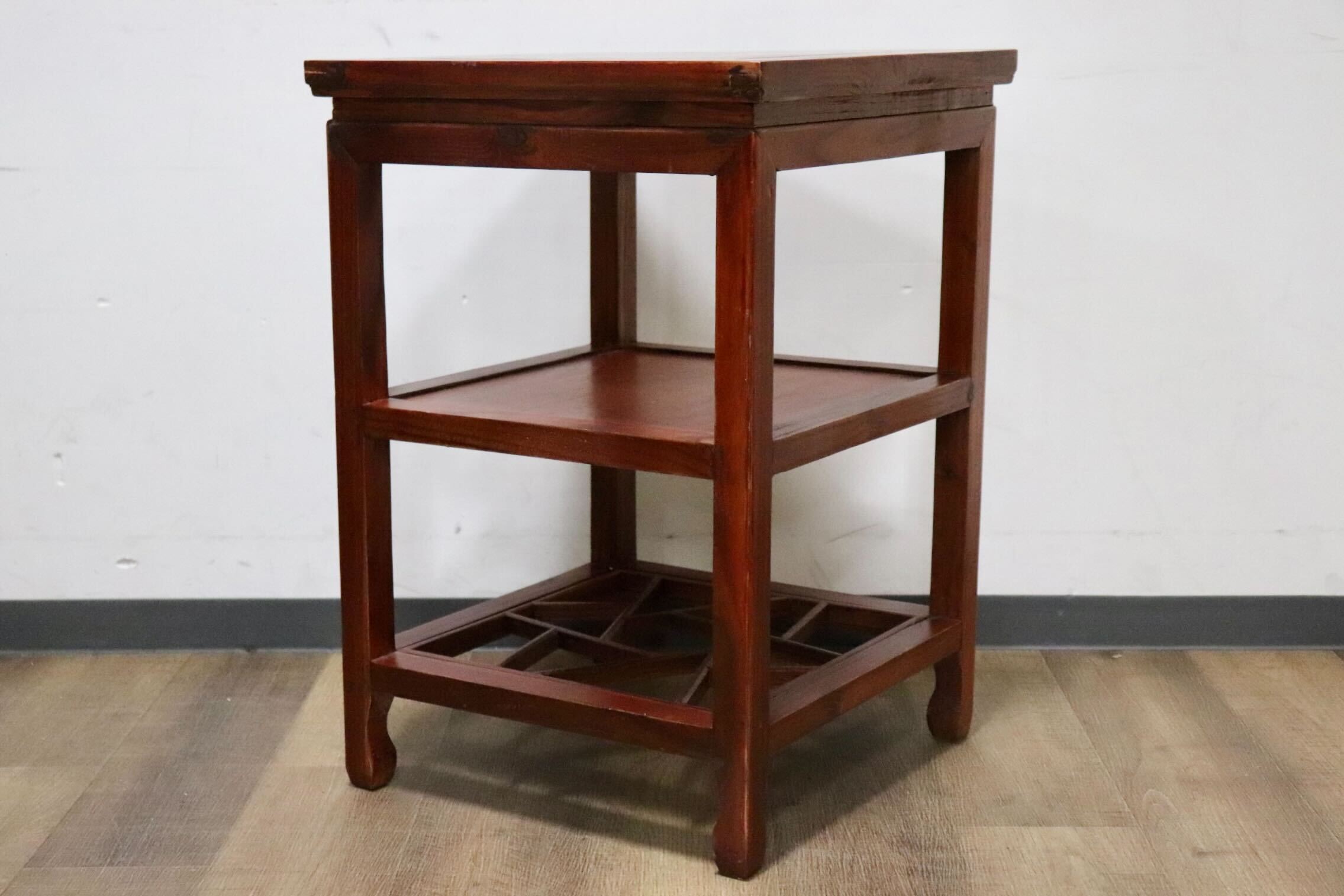 GMHK295I○中国民芸様式 アンティーク サイドテーブル コーヒーテーブル 花台 香炉台 飾り台 電話台 机 店舗什器 木製 クラシック アジアン