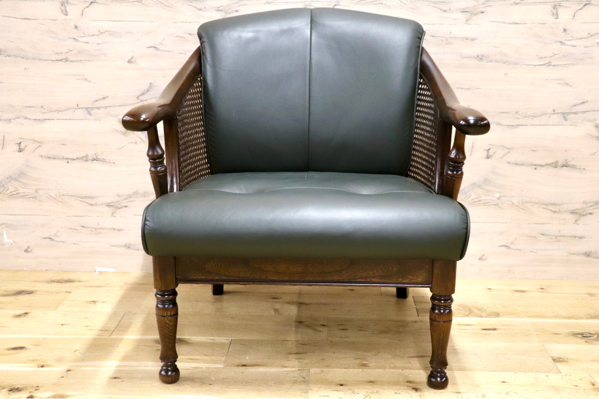 GMJS115A○karimoku / カリモク GRAND COLONIAL York Town 1人掛けソファ シングルソファ アームチェア 本革 クラシック グリーン