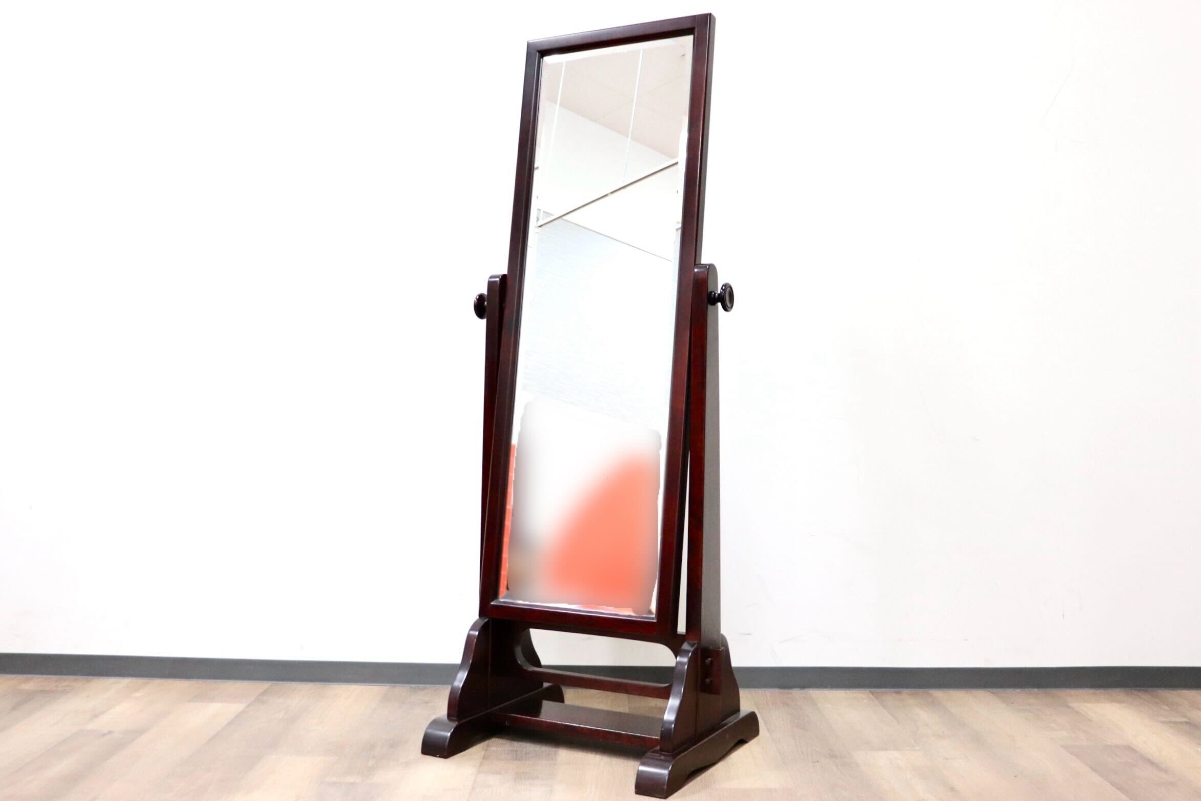 GMGF107○安芸民芸 スタンドミラー 鏡 姿見 全身鏡 椛 樺材 無垢材 和家具 民芸家具 伝統工芸 和室 和モダン レトロ アンティーク