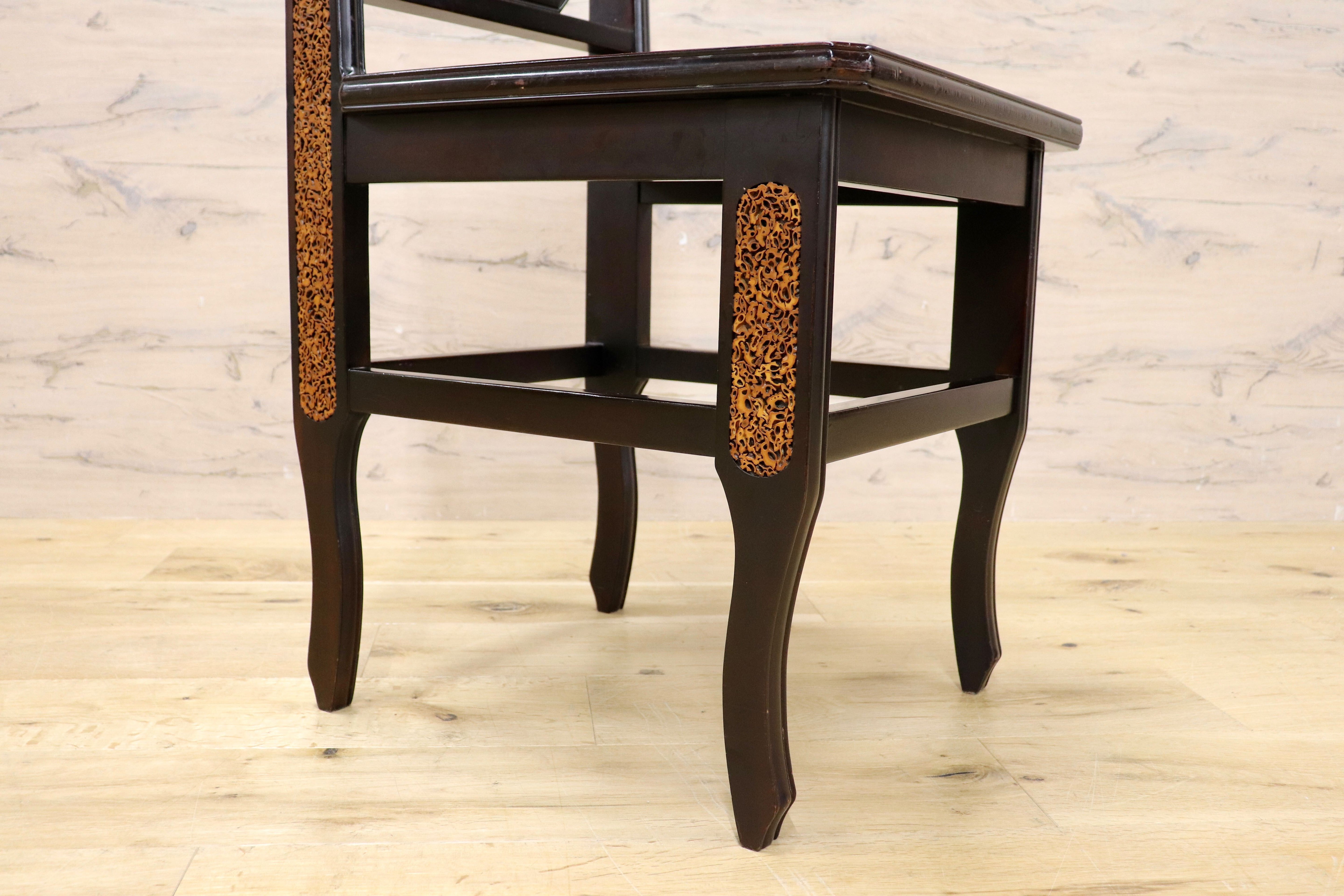 GMIK830E○最高級 中国美術 ダイニングチェア 椅子 チェア 唐木 和モダン アンティーク 綿密細工 稀少