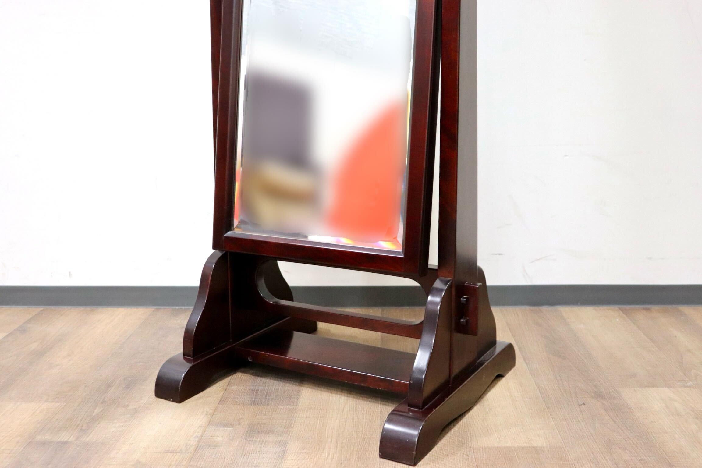 GMGF107○安芸民芸 スタンドミラー 鏡 姿見 全身鏡 椛 樺材 無垢材 和家具 民芸家具 伝統工芸 和室 和モダン レトロ アンティーク