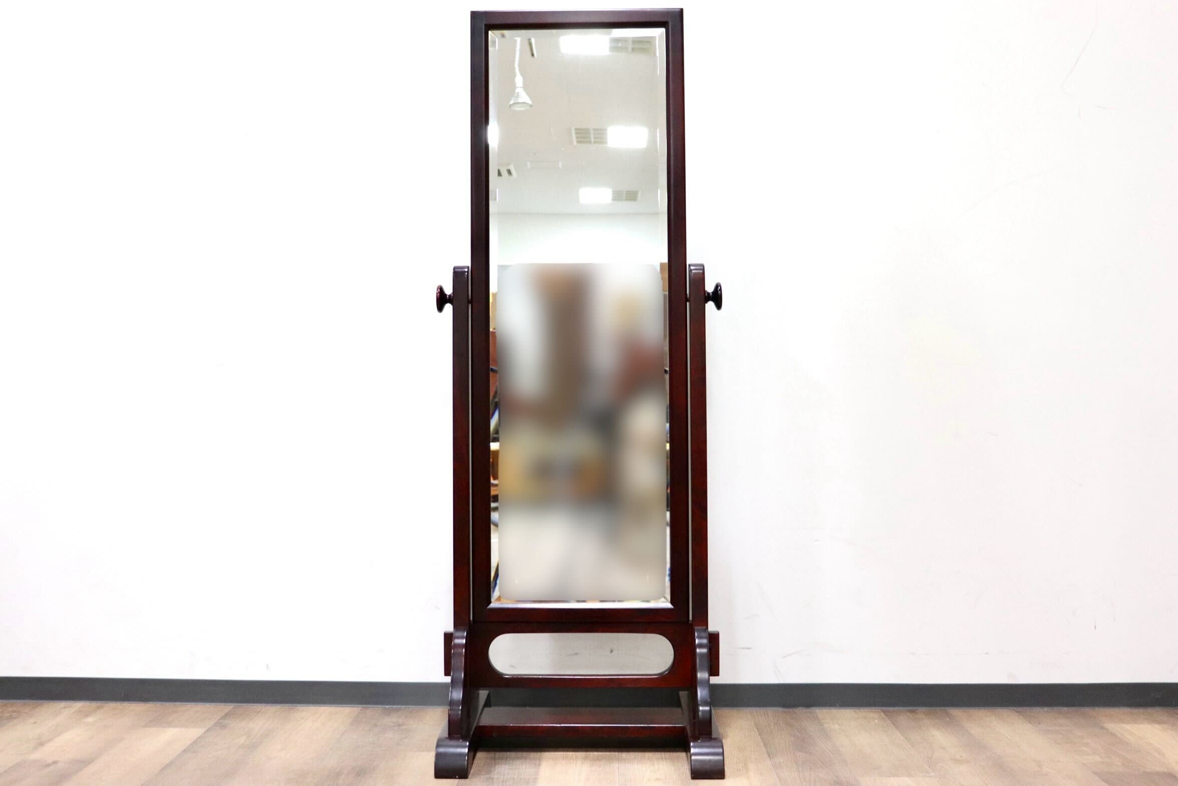 GMGF107○安芸民芸 スタンドミラー 鏡 姿見 全身鏡 椛 樺材 無垢材 和家具 民芸家具 伝統工芸 和室 和モダン レトロ アンティーク