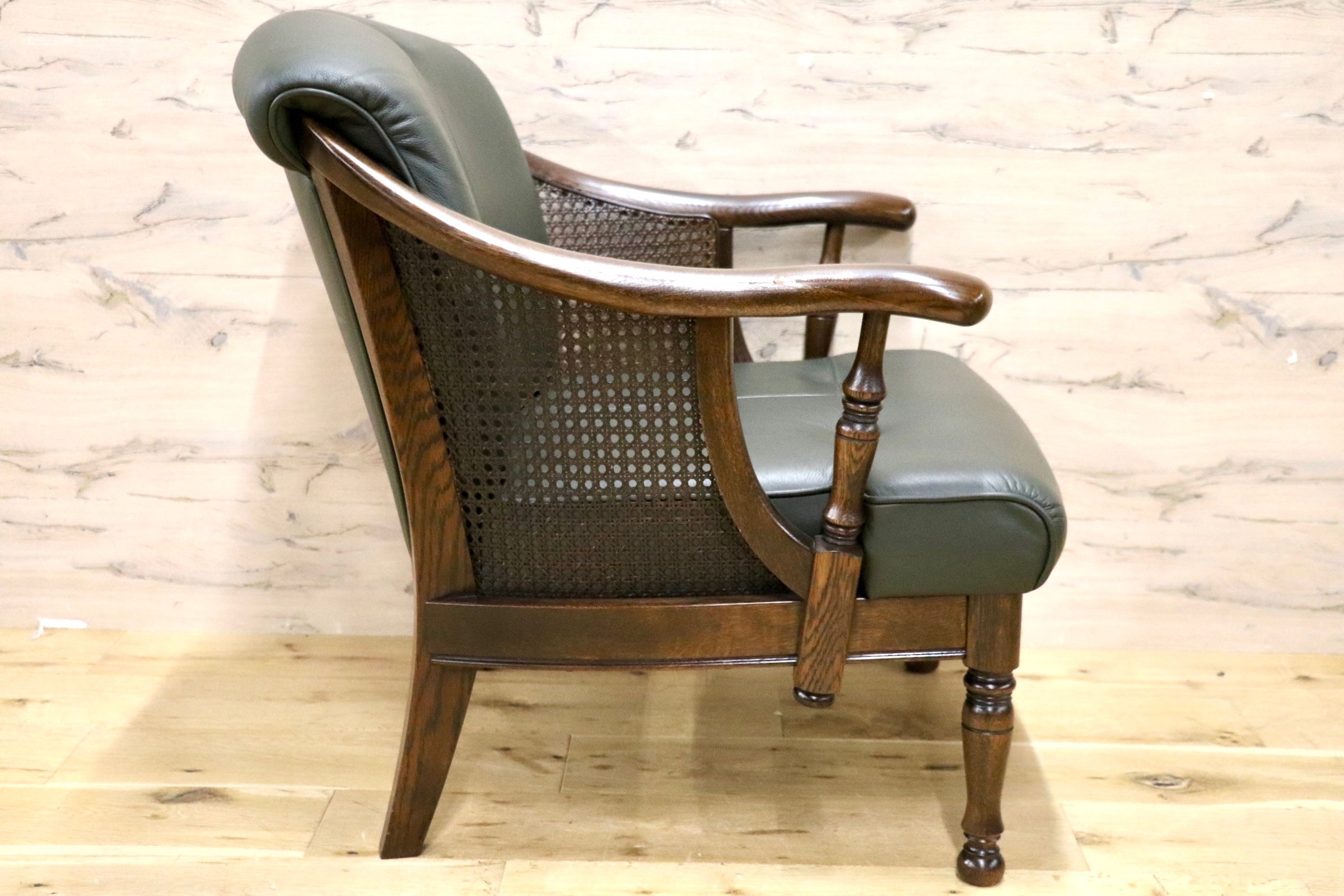 GMJS115A○karimoku / カリモク GRAND COLONIAL York Town 1人掛けソファ シングルソファ アームチェア 本革 クラシック グリーン