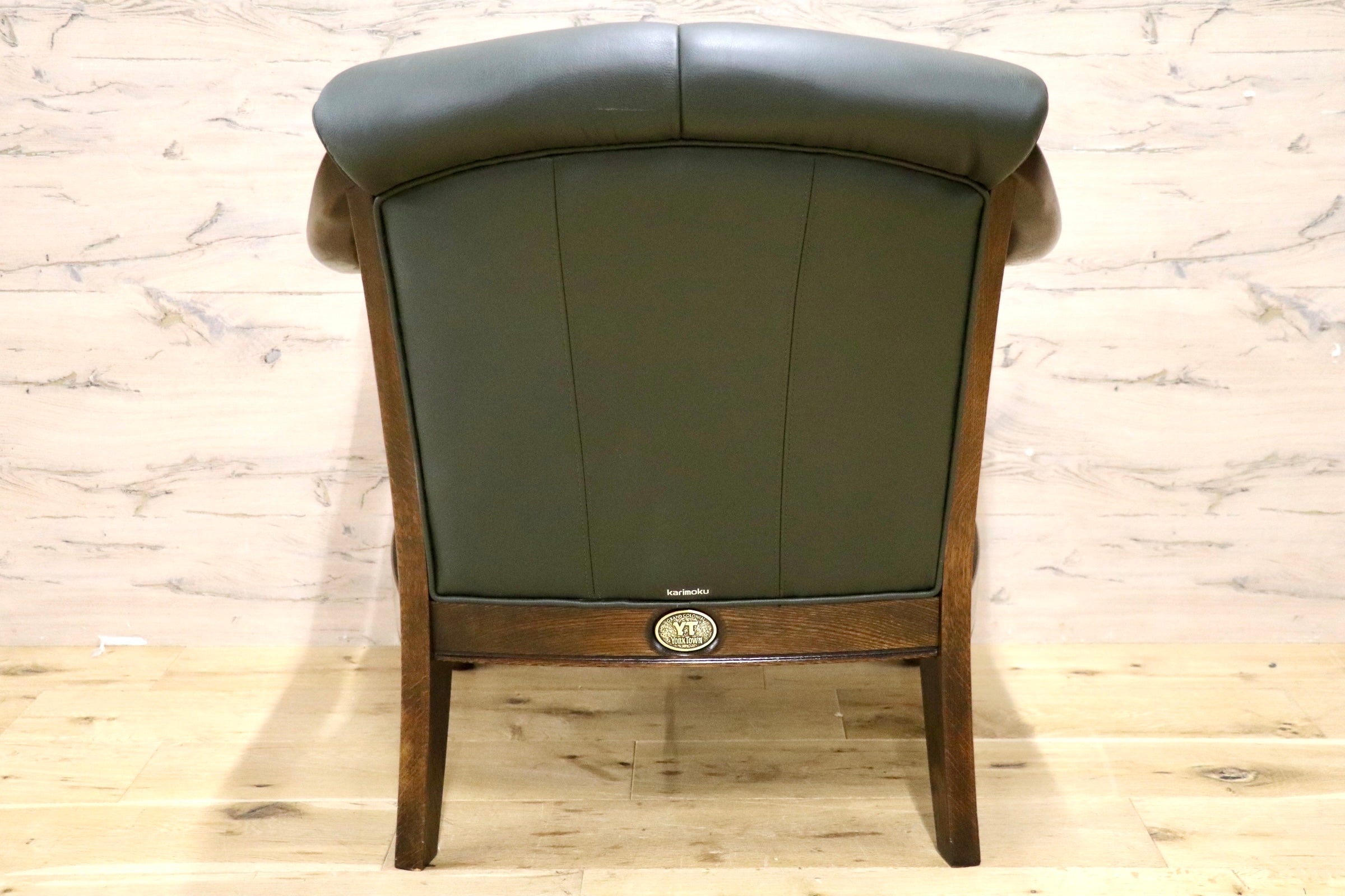GMJS115A○karimoku / カリモク GRAND COLONIAL York Town 1人掛けソファ シングルソファ アームチェア 本革 クラシック グリーン