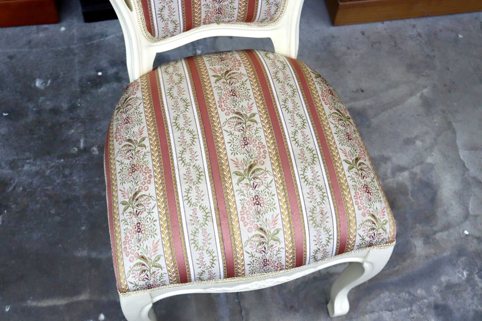 GMIS418○ダイニングチェア アームレスチェア 椅子 木製 ファブリック ドレッサー 猫脚 ヨーロピアン ロココ アンティーク調