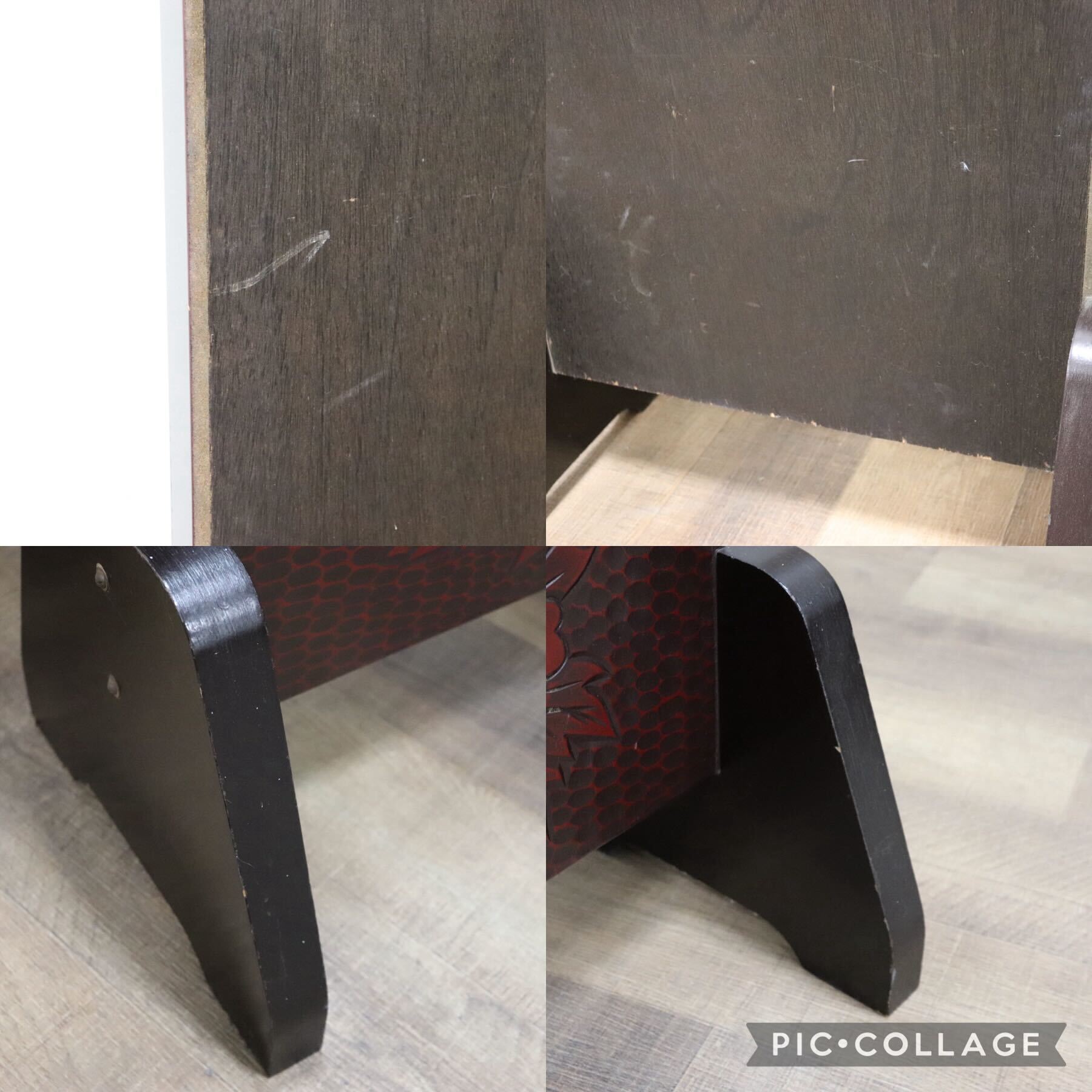 GMGF106○鎌倉彫 スタンドミラー 鏡 姿見 全身鏡 木製 彫刻 漆塗り 着付け鏡 和家具 民芸家具 伝統工芸 和室 和モダン レトロ アンティーク