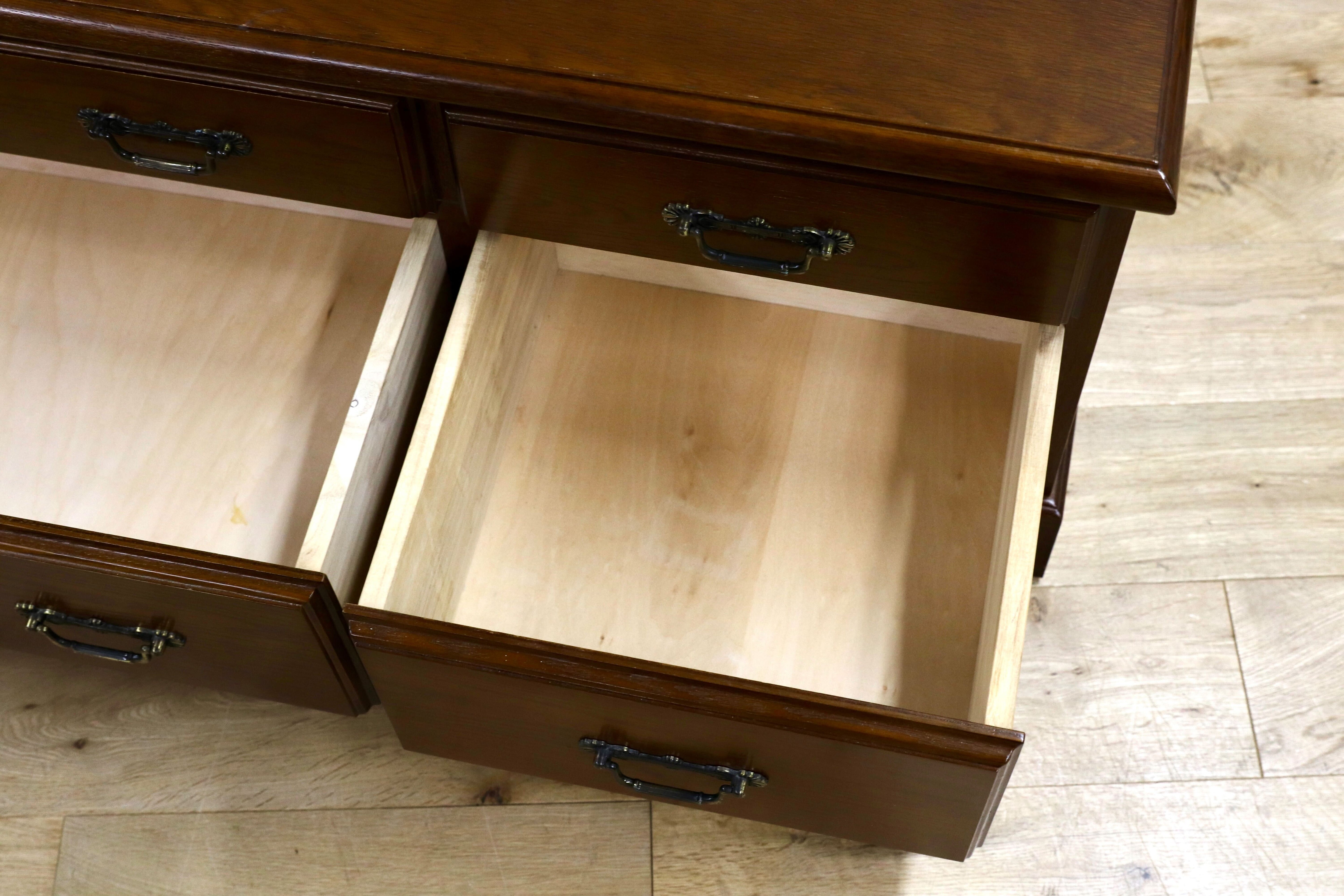 GMIS33○越後民芸家具 ローボード テレビボード チェスト サイドボード 楢材 ブラウン 和家具 レトロ アンティーク