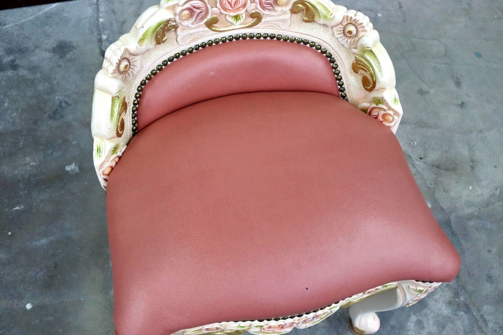 GMIS418B○スツール アームレスチェア 椅子 腰掛 座椅子 猫脚 木製 ドレッサー 玄関 ロココ ヨーロピアン 定価約8.7万