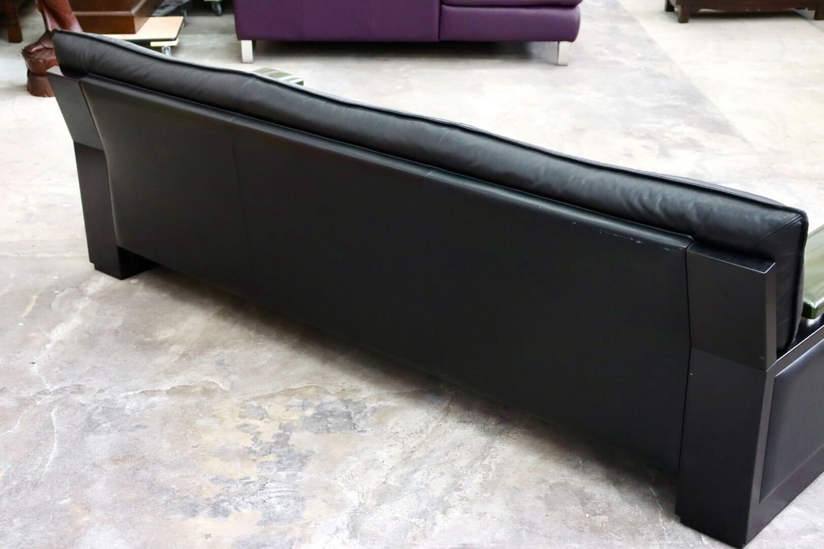 GMIS143○モリシゲ / MORISHIGE GRANT-EX 3人掛けソファ トリプルソファ 長椅子 本革 ブラック IDC大塚家具 応接 役員 最高級 定価約49万