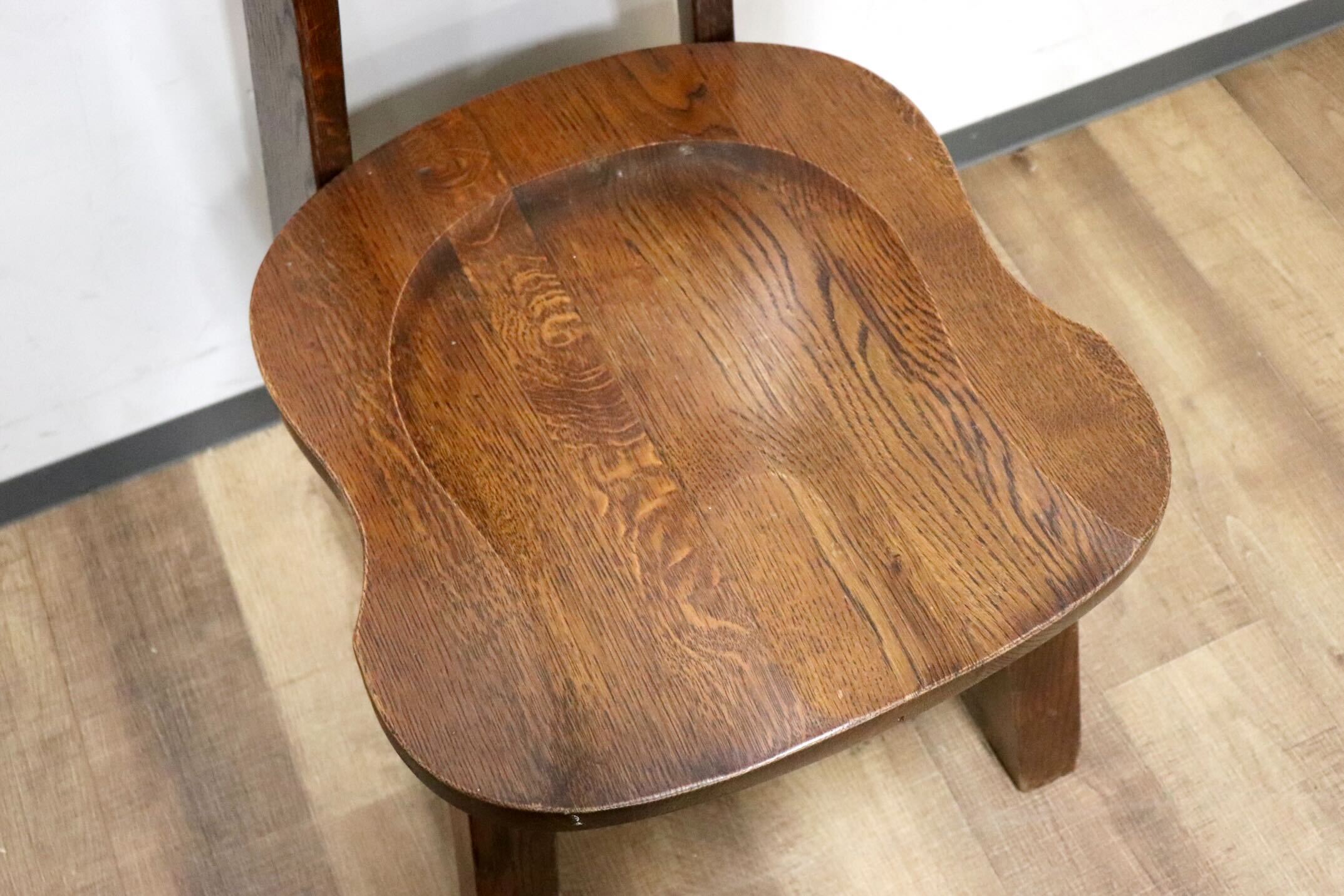 GMHH172○オランダ製 ダッチカントリー ダイニングチェア アームレスチェア 椅子 オーク材 無垢 堅牢 民芸家具 ネザーランズ ヴィンテージ