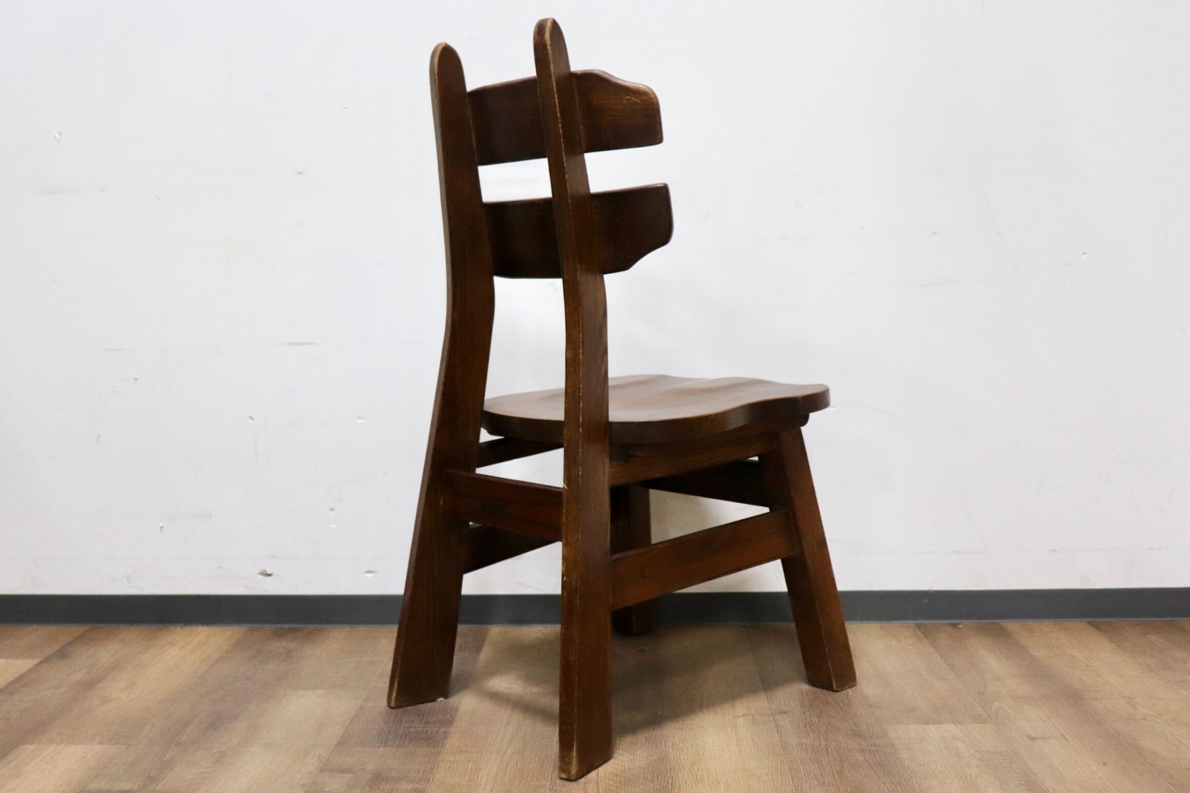 GMHH172○オランダ製 ダッチカントリー ダイニングチェア アームレスチェア 椅子 オーク材 無垢 堅牢 民芸家具 ネザーランズ ヴィンテージ