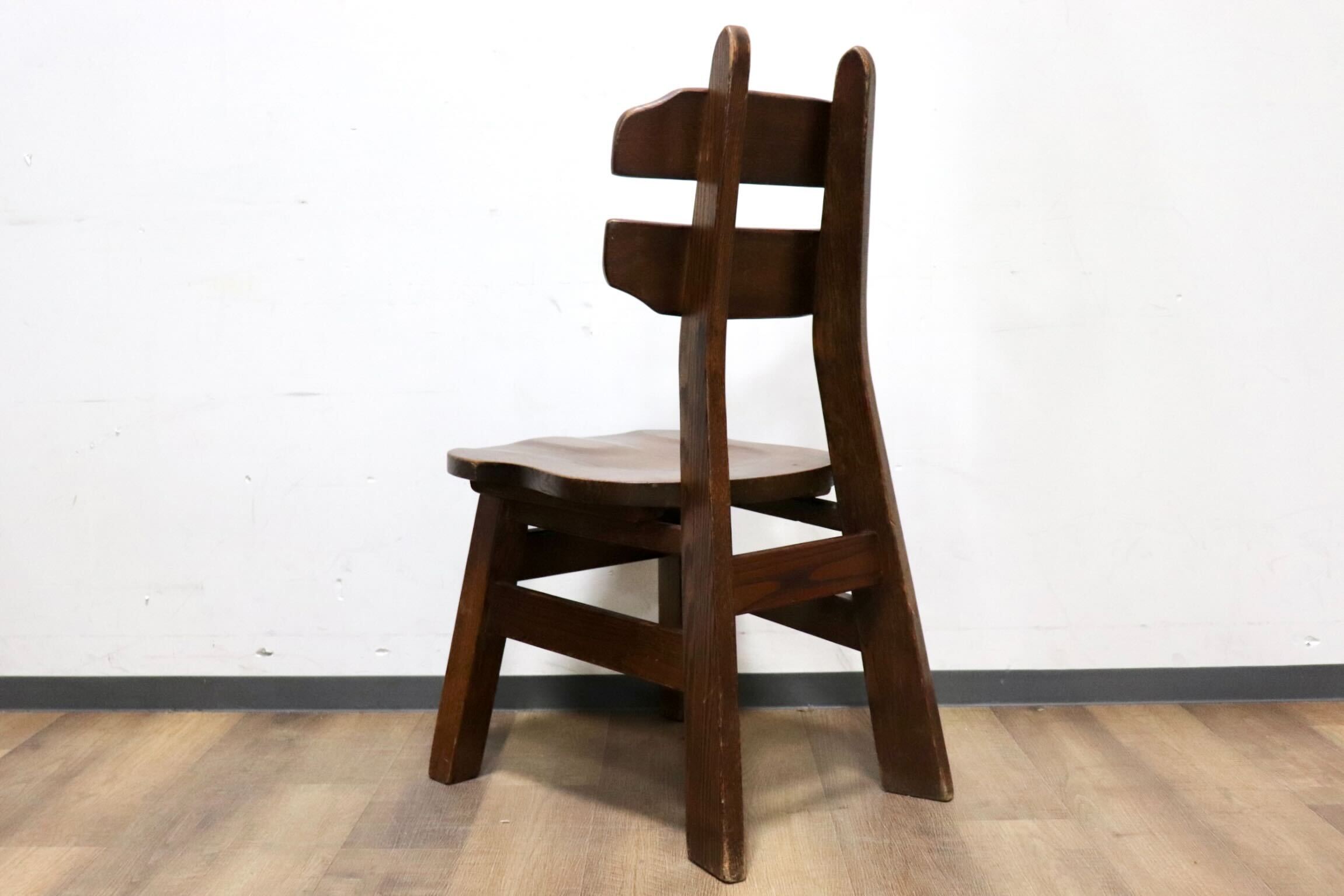 GMHH172○オランダ製 ダッチカントリー ダイニングチェア アームレスチェア 椅子 オーク材 無垢 堅牢 民芸家具 ネザーランズ ヴィンテージ