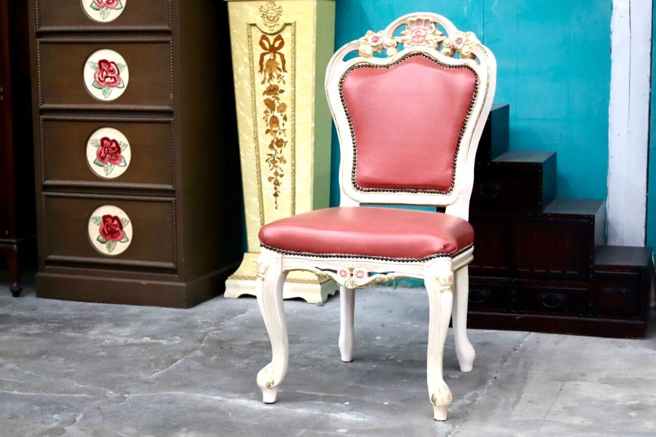 GMIS421A○ダイニングチェア アームレスチェア 椅子 木製 ドレッサー 猫脚 ヨーロピアン ロココ アンティーク調