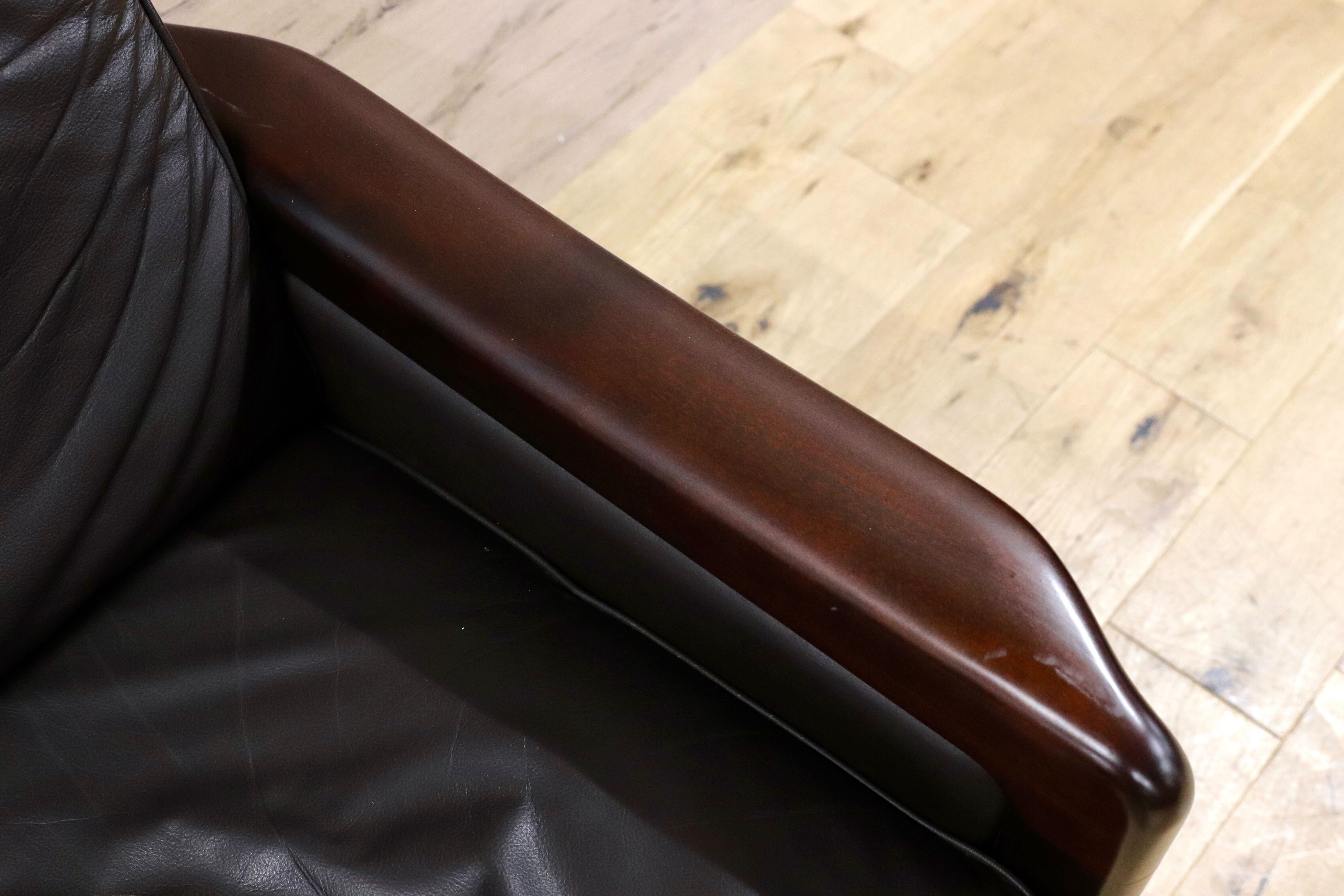 GMGK517C○Dyrlund / デューロン 1人掛けソファ シングルソファ 椅子 北欧 デンマーク ローズウッド 本革 希少 ヴィンテージ 約40万