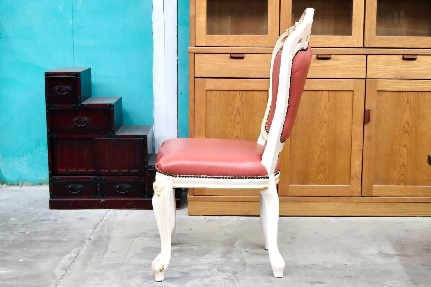 GMIS421A○ダイニングチェア アームレスチェア 椅子 木製 ドレッサー 猫脚 ヨーロピアン ロココ アンティーク調