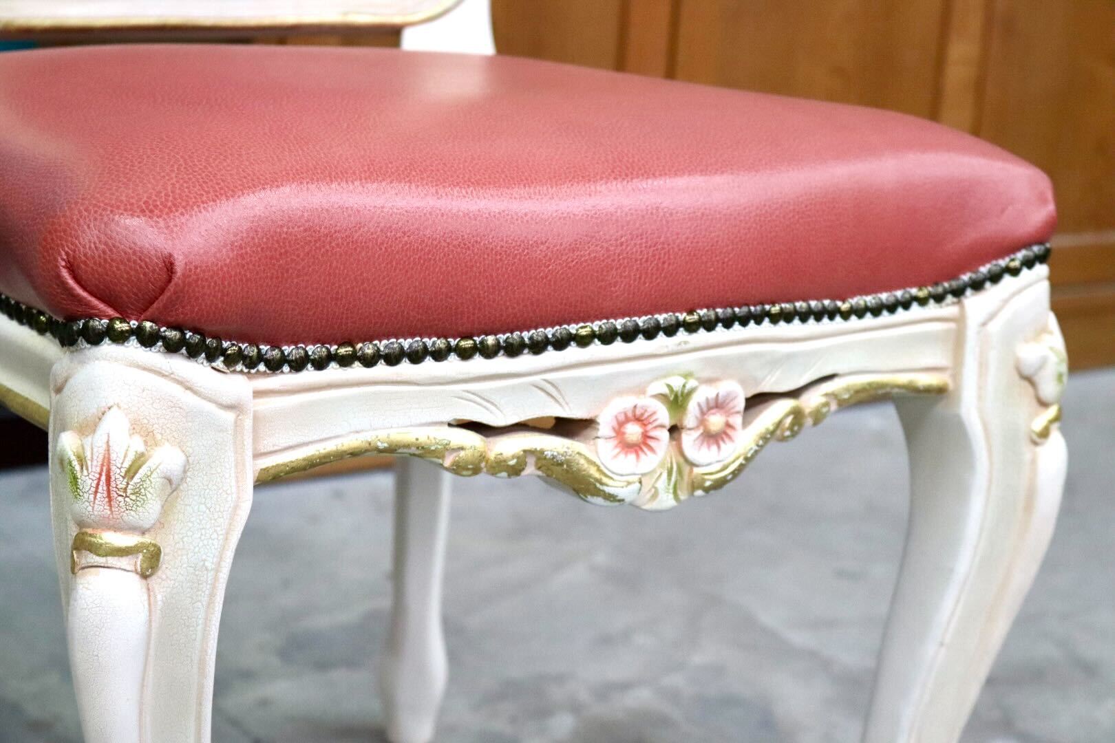 GMIS421A○ダイニングチェア アームレスチェア 椅子 木製 ドレッサー 猫脚 ヨーロピアン ロココ アンティーク調