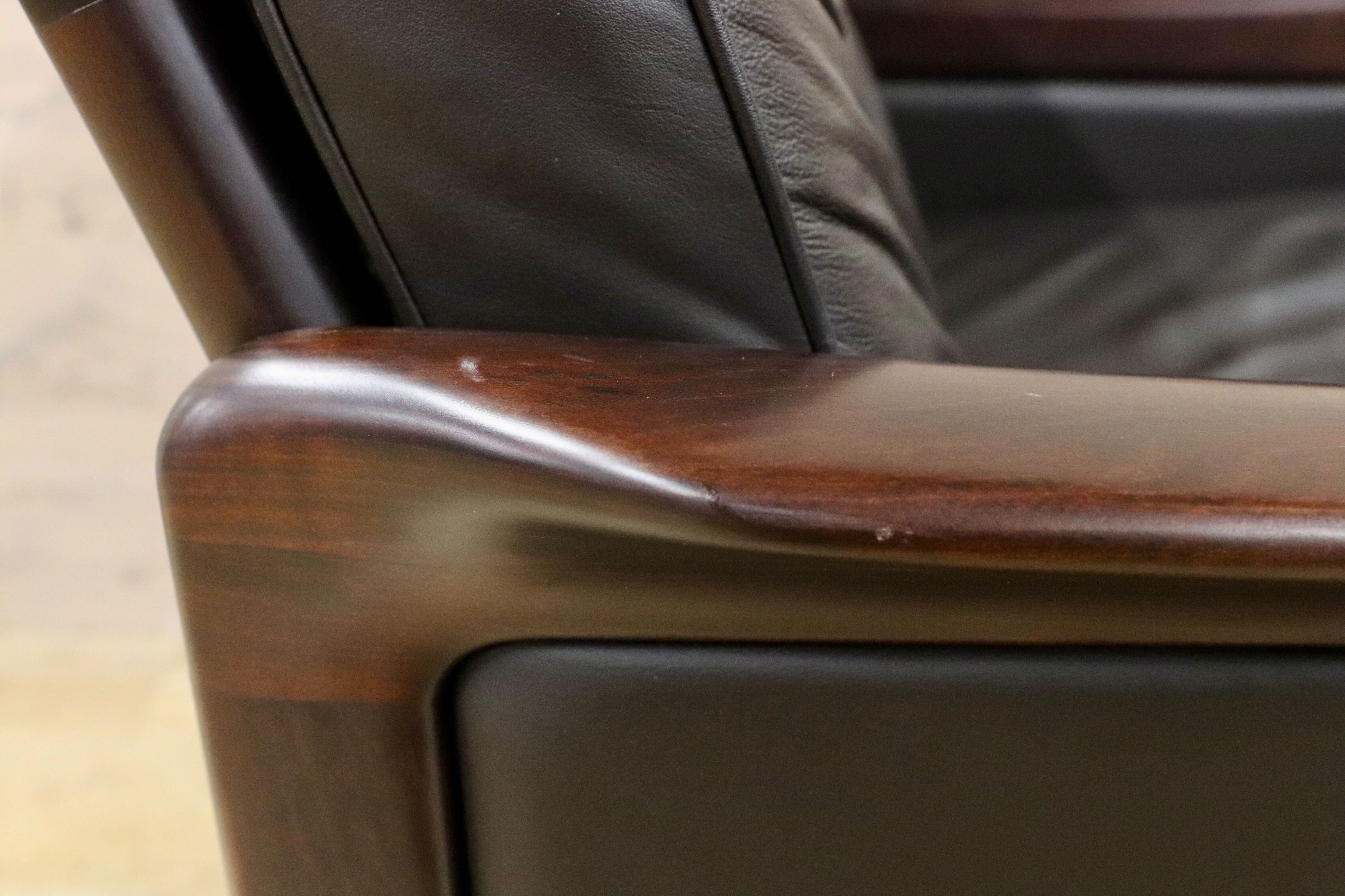 GMGK517C○Dyrlund / デューロン 1人掛けソファ シングルソファ 椅子 北欧 デンマーク ローズウッド 本革 希少 ヴィンテージ 約40万