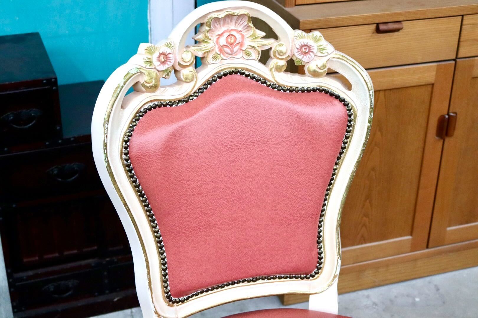 GMIS421A○ダイニングチェア アームレスチェア 椅子 木製 ドレッサー 猫脚 ヨーロピアン ロココ アンティーク調