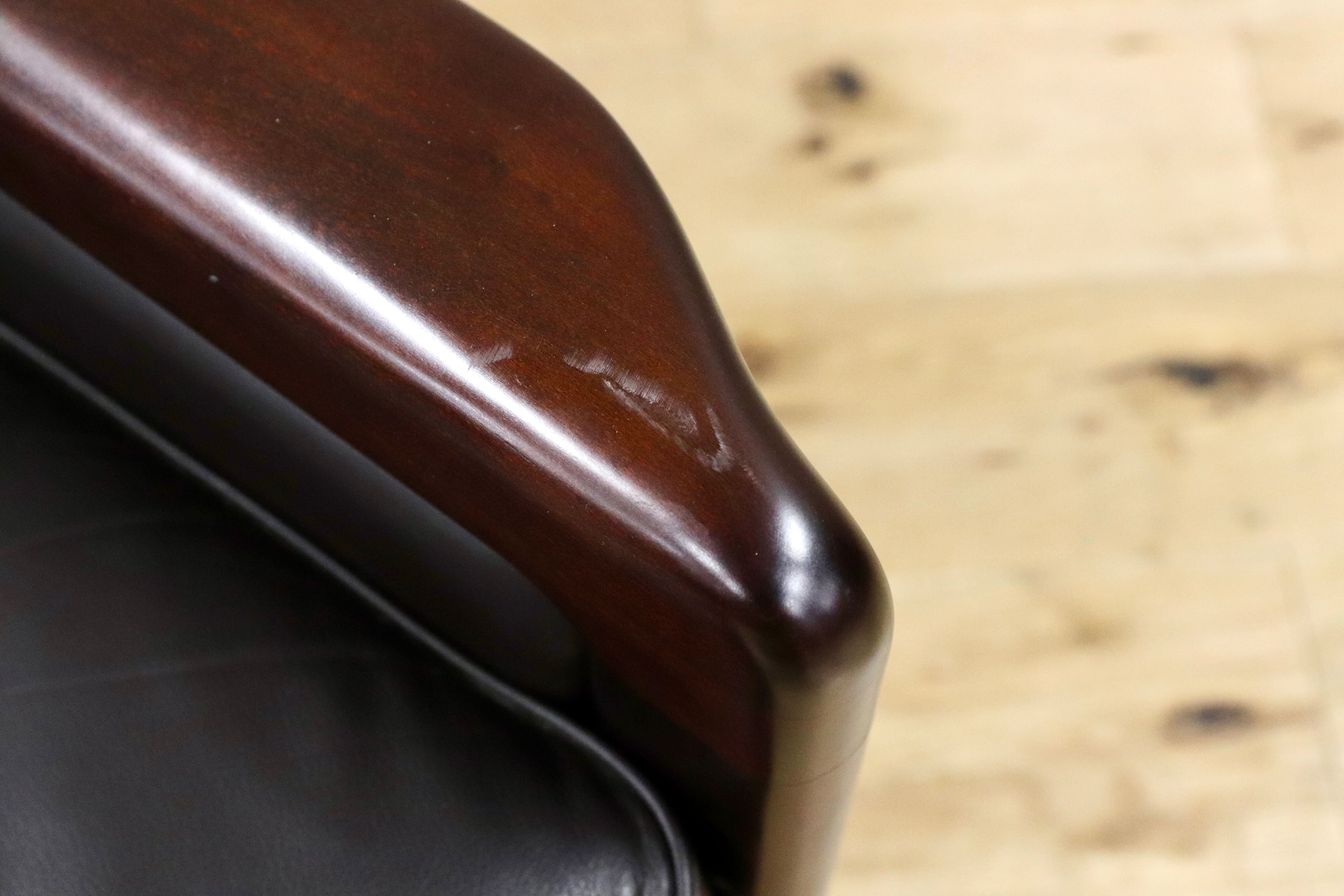 GMGK517C○Dyrlund / デューロン 1人掛けソファ シングルソファ 椅子 北欧 デンマーク ローズウッド 本革 希少 ヴィンテージ 約40万