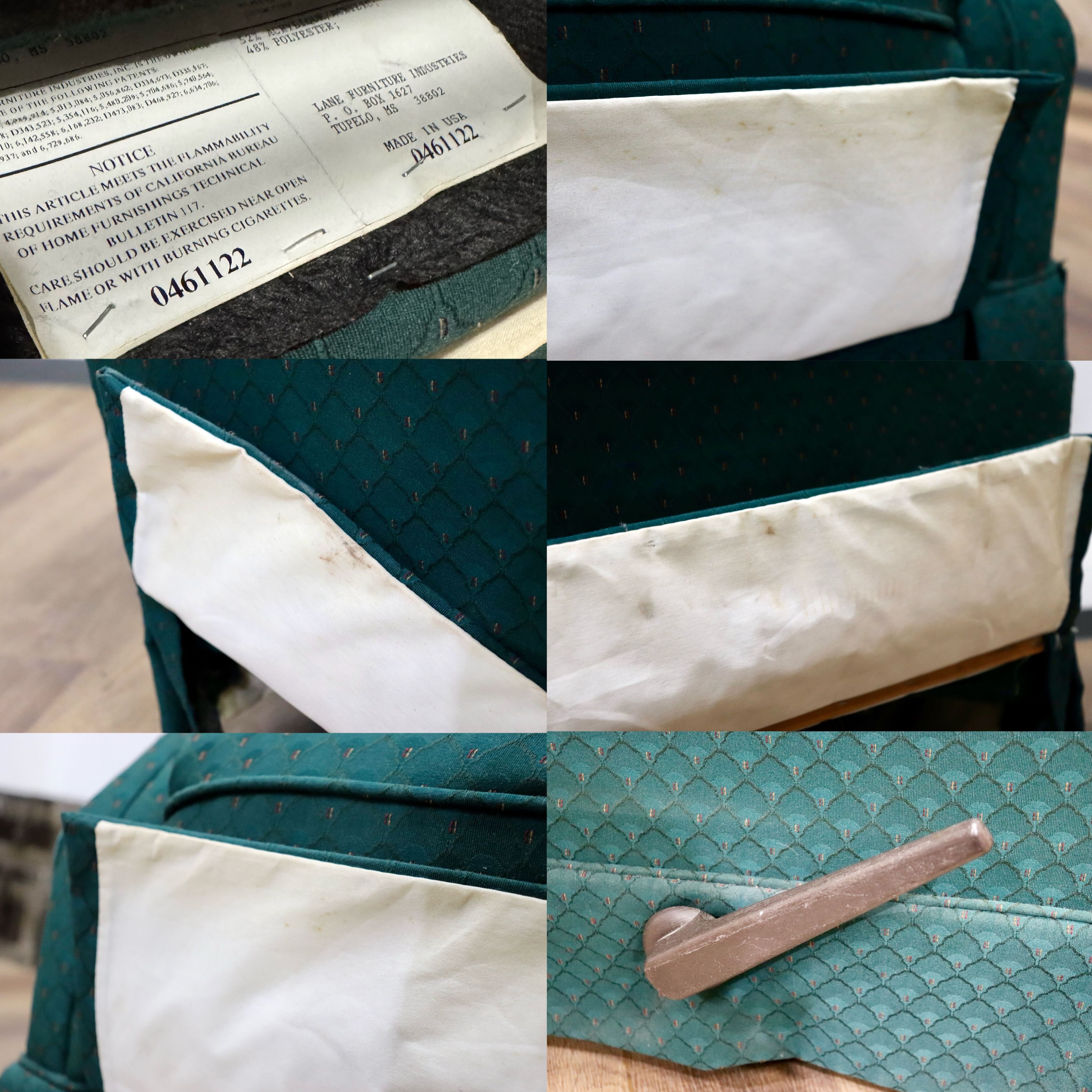 GMHH418○LANE FURNITURE / レーン 1人掛けソファ ロッキングチェア フットレスト ファブリック グリーン US クラシック ヴィンテージ