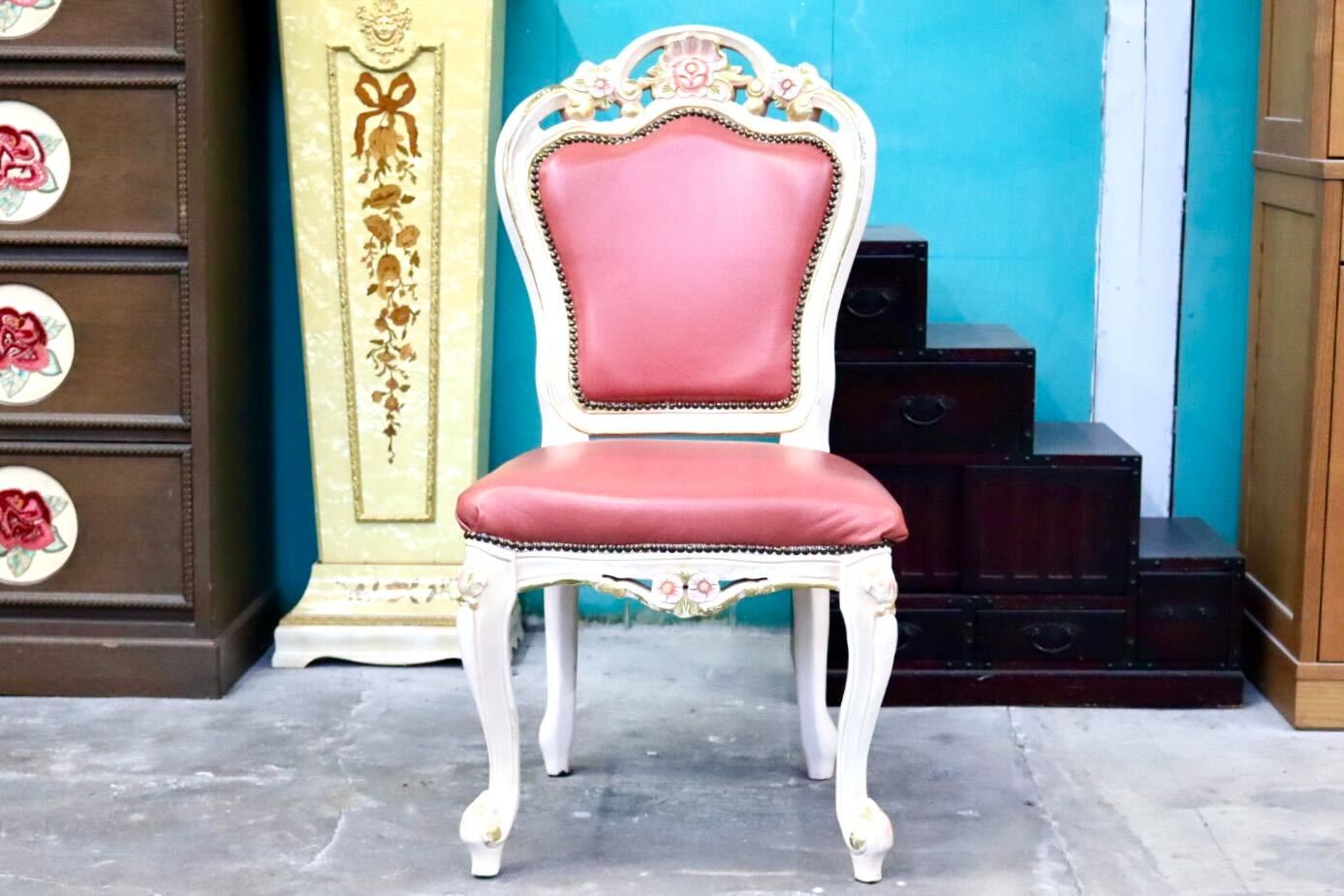 GMIS421B○ダイニングチェア アームレスチェア 椅子 木製 ドレッサー 猫脚 ヨーロピアン ロココ アンティーク調