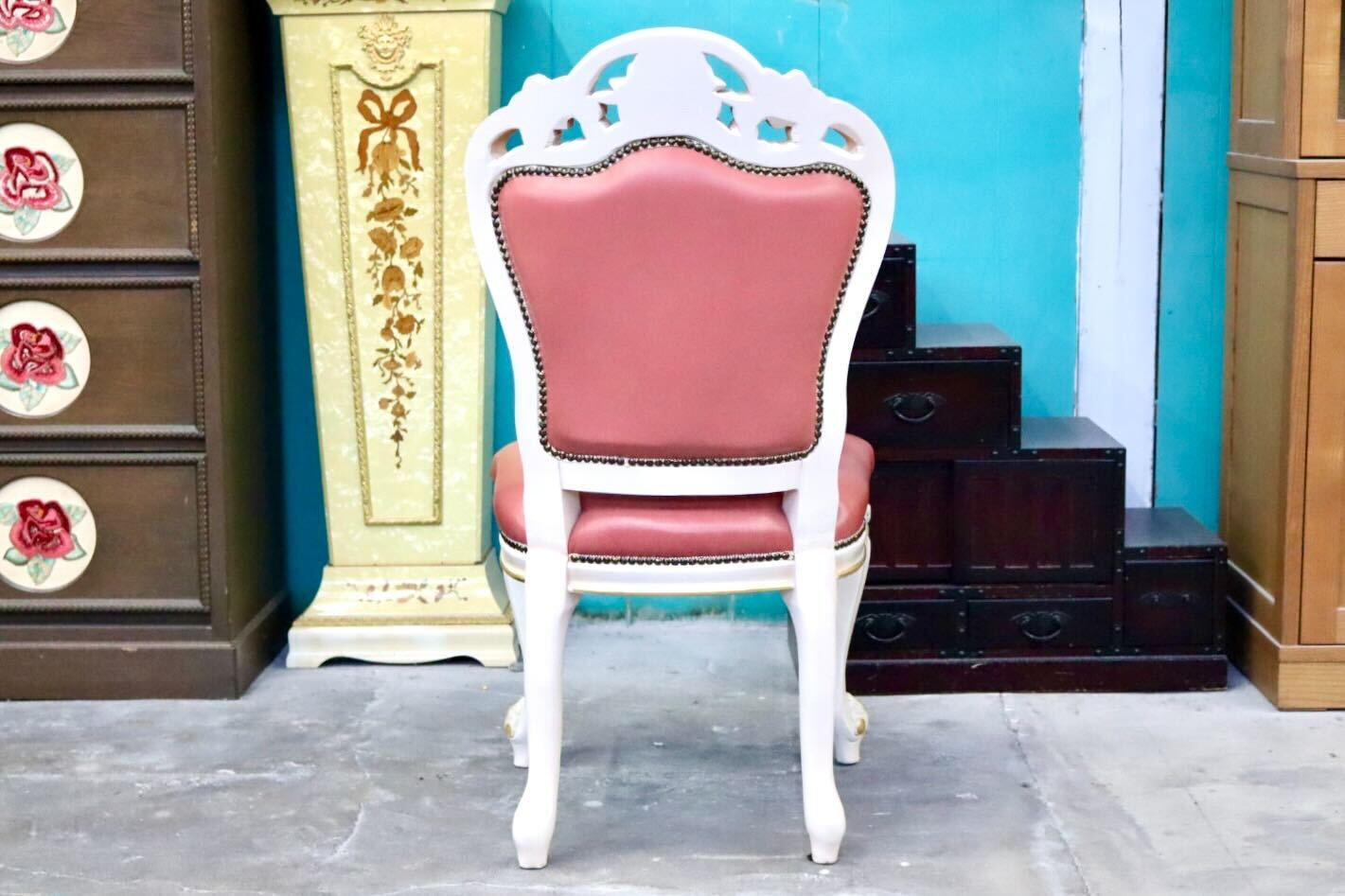 GMIS421B○ダイニングチェア アームレスチェア 椅子 木製 ドレッサー 猫脚 ヨーロピアン ロココ アンティーク調