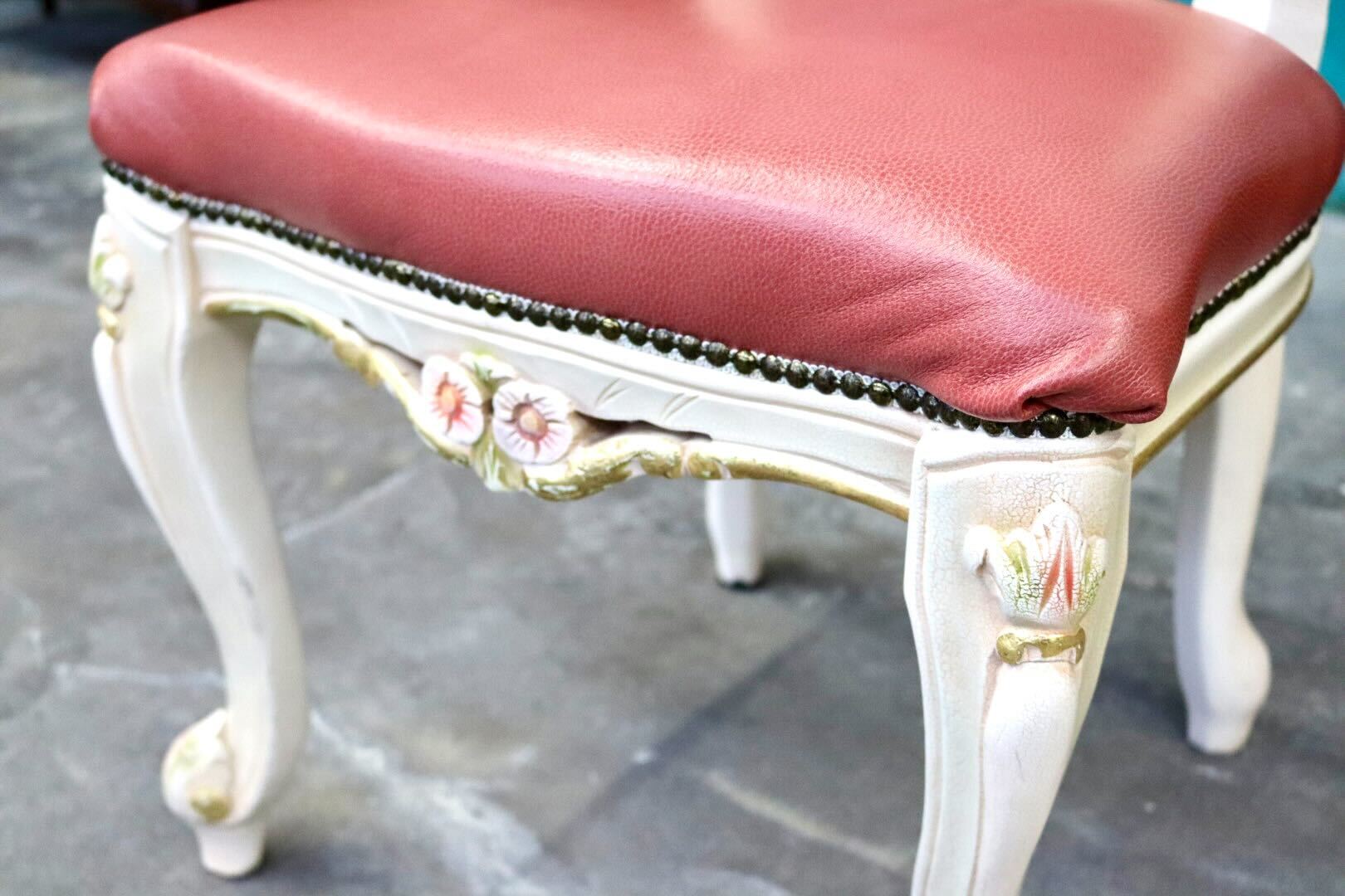 GMIS421B○ダイニングチェア アームレスチェア 椅子 木製 ドレッサー 猫脚 ヨーロピアン ロココ アンティーク調