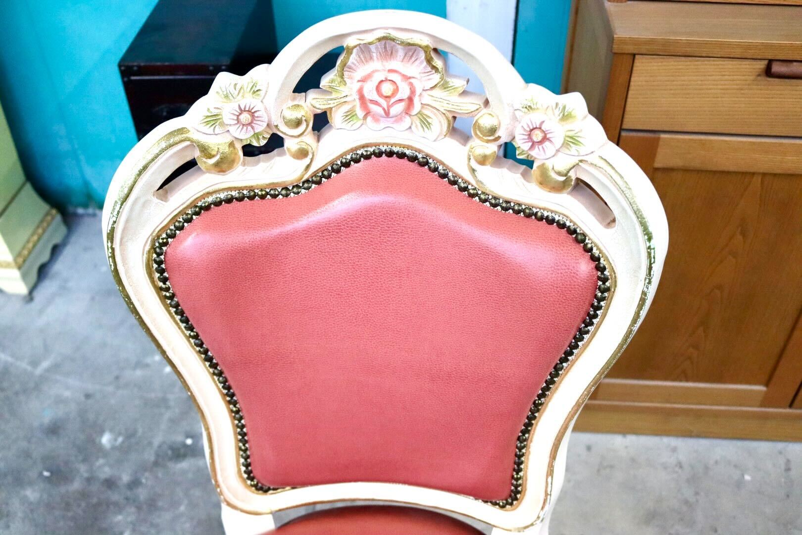 GMIS421B○ダイニングチェア アームレスチェア 椅子 木製 ドレッサー 猫脚 ヨーロピアン ロココ アンティーク調