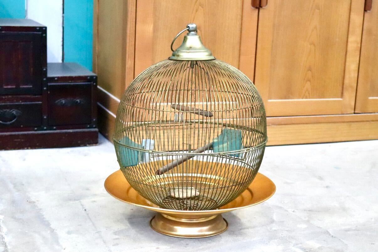 GMIH367A○KINSEN / キンセン 鳥かご 鳥籠 バードゲージ 鳥小屋 丸型 金属製 吊り下げ 昭和 レトロ ヴィンテージ