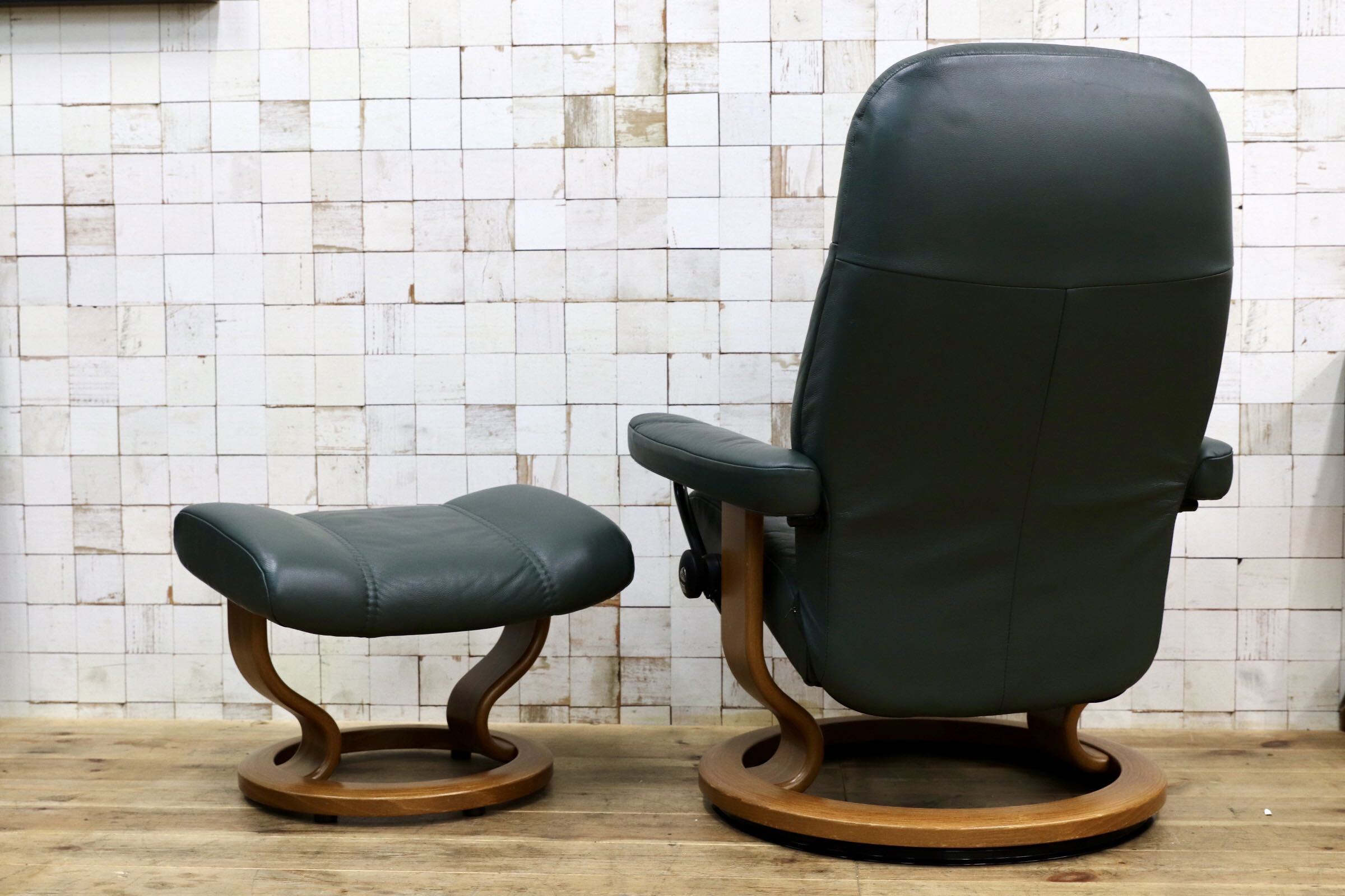 GMJO131○EKORNES / エコーネス Stressless ストレスレスチェア オットマン 本革 リクライニングチェア グリーン ノルウェー 北欧家具