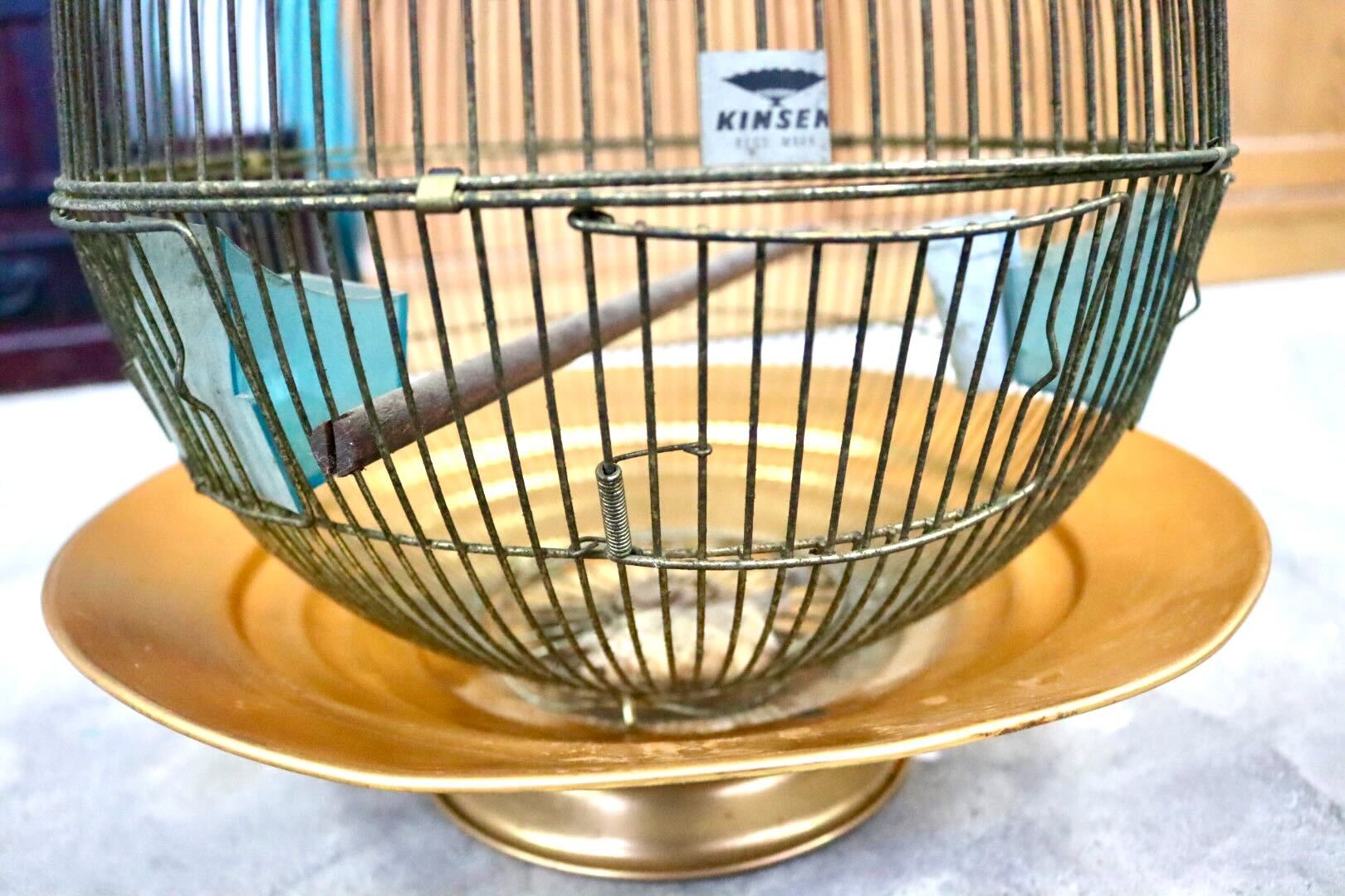 GMIH367A○KINSEN / キンセン 鳥かご 鳥籠 バードゲージ 鳥小屋 丸型 金属製 吊り下げ 昭和 レトロ ヴィンテージ