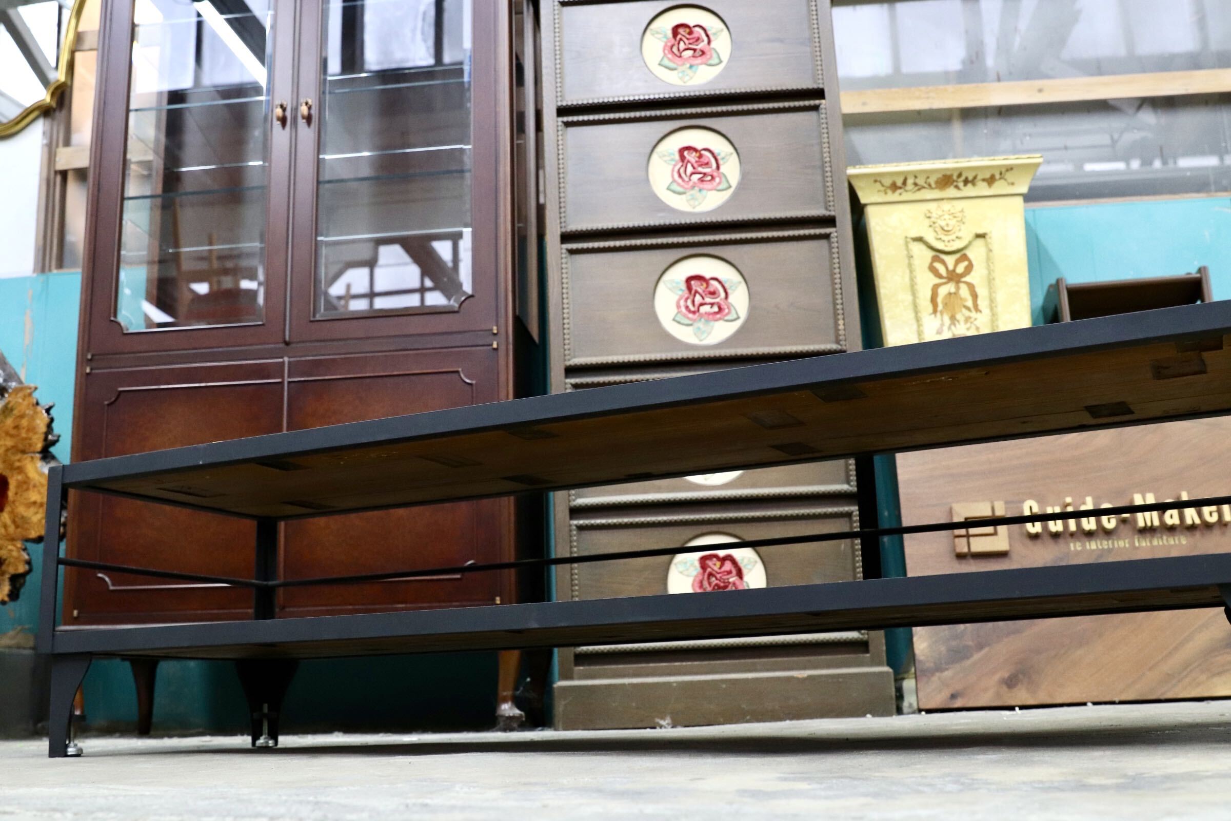 GMJH318○CRASH GATE / クラッシュゲート Knot antiques DIXIE ディキシー テレビボード ニレ古材 スチール インダストリアル 約6.5万