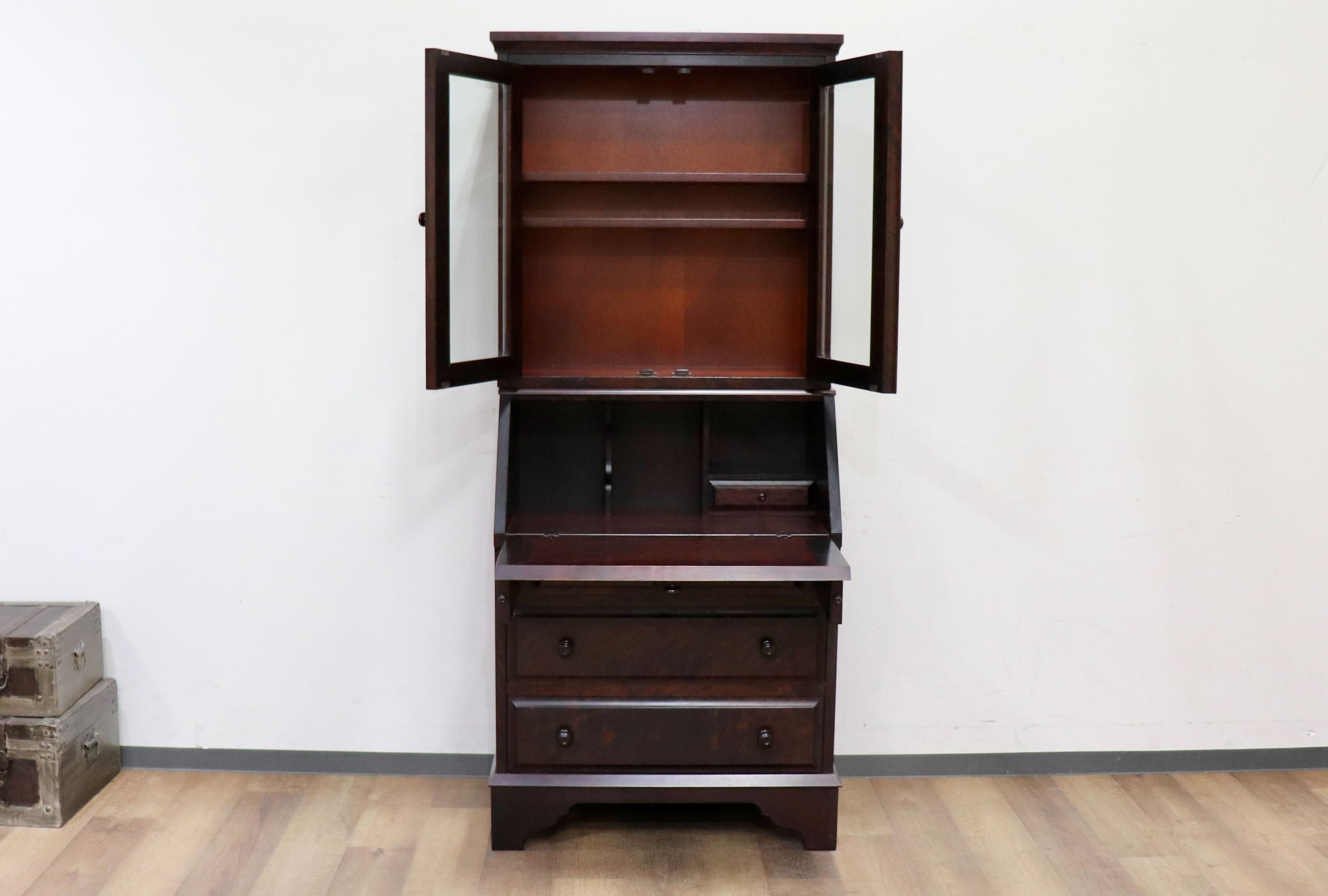 GMHK849○北海道民芸家具 ライティングビューロー 本棚 書棚 飾り棚 デスク 机 書斎机 勉強机 樺材 和家具 和モダン 古民家