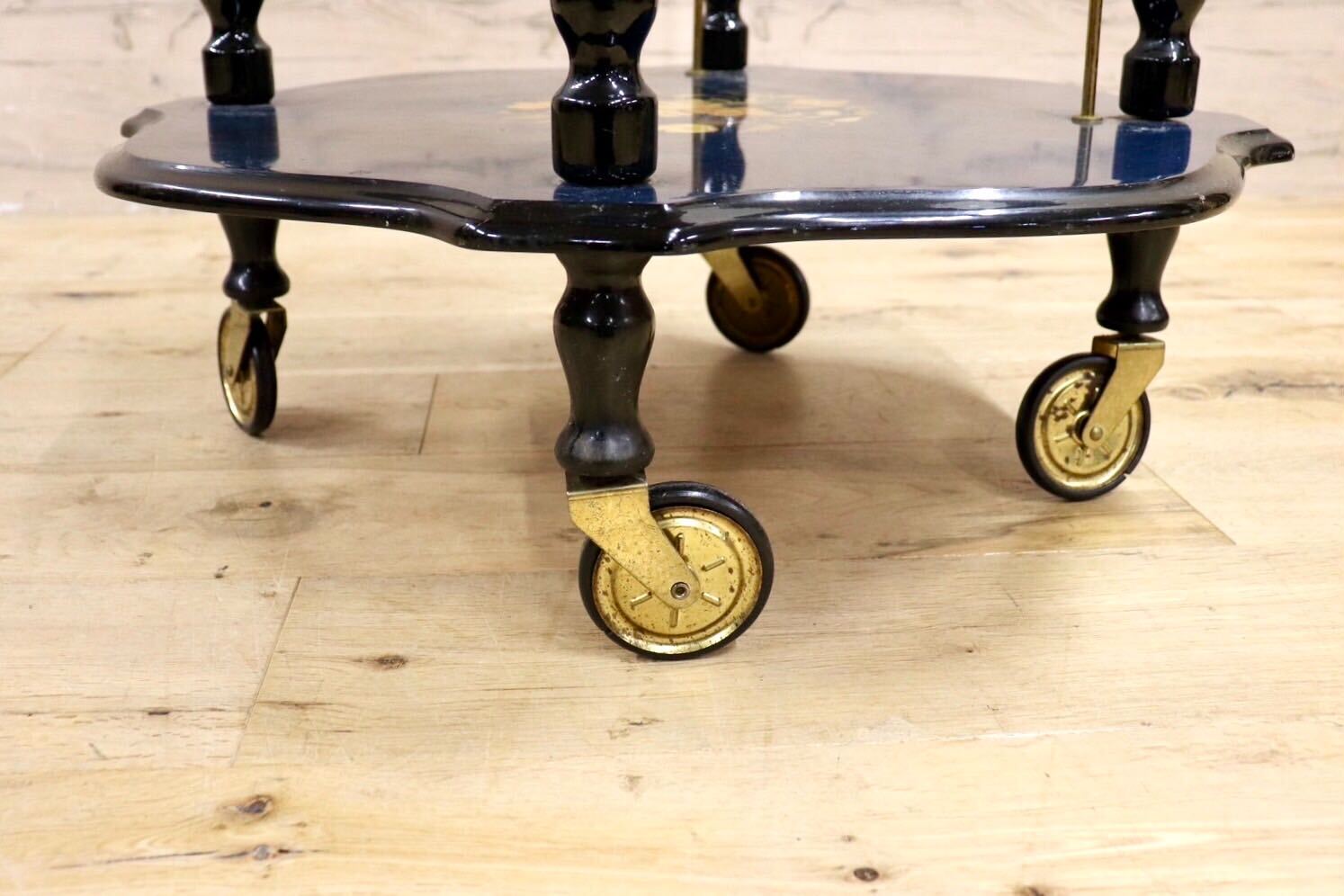 GMIS445○イタリア製 象嵌細工 ティーワゴン キッチンワゴン トロリー ワゴンテーブル クラシック アンティーク ヴィンテージ