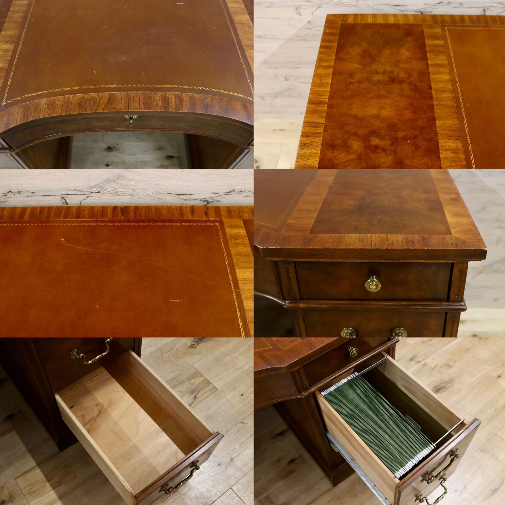 GMHK833○DREXEL HERITAGE / ドレクセルヘリテイジ 学習机 役員机 書斎机 マホガニー 両袖机 クラシック ヴィンテージ 稀少