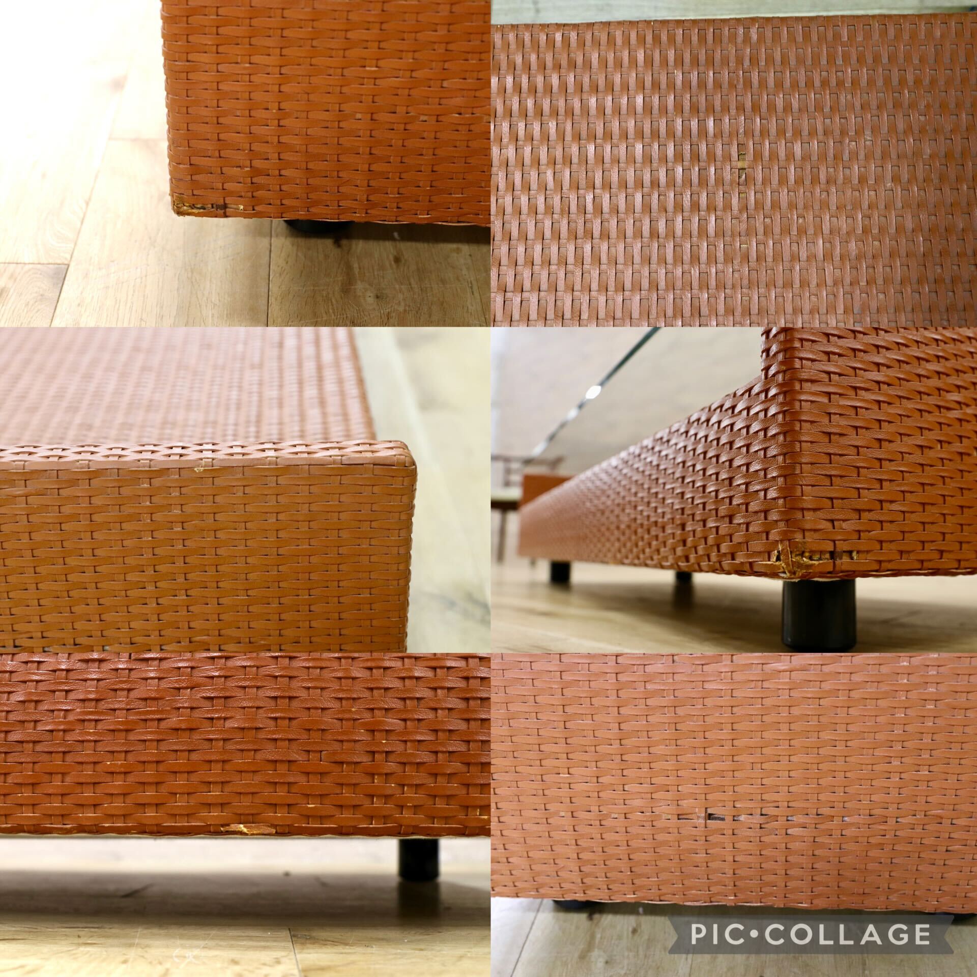 GMJS20○arflex / アルフレックス HOLIDAYS A TABLE センターテーブル ガラス 水牛革編み込み イタリア製 リビングテーブル ヴィンテージ