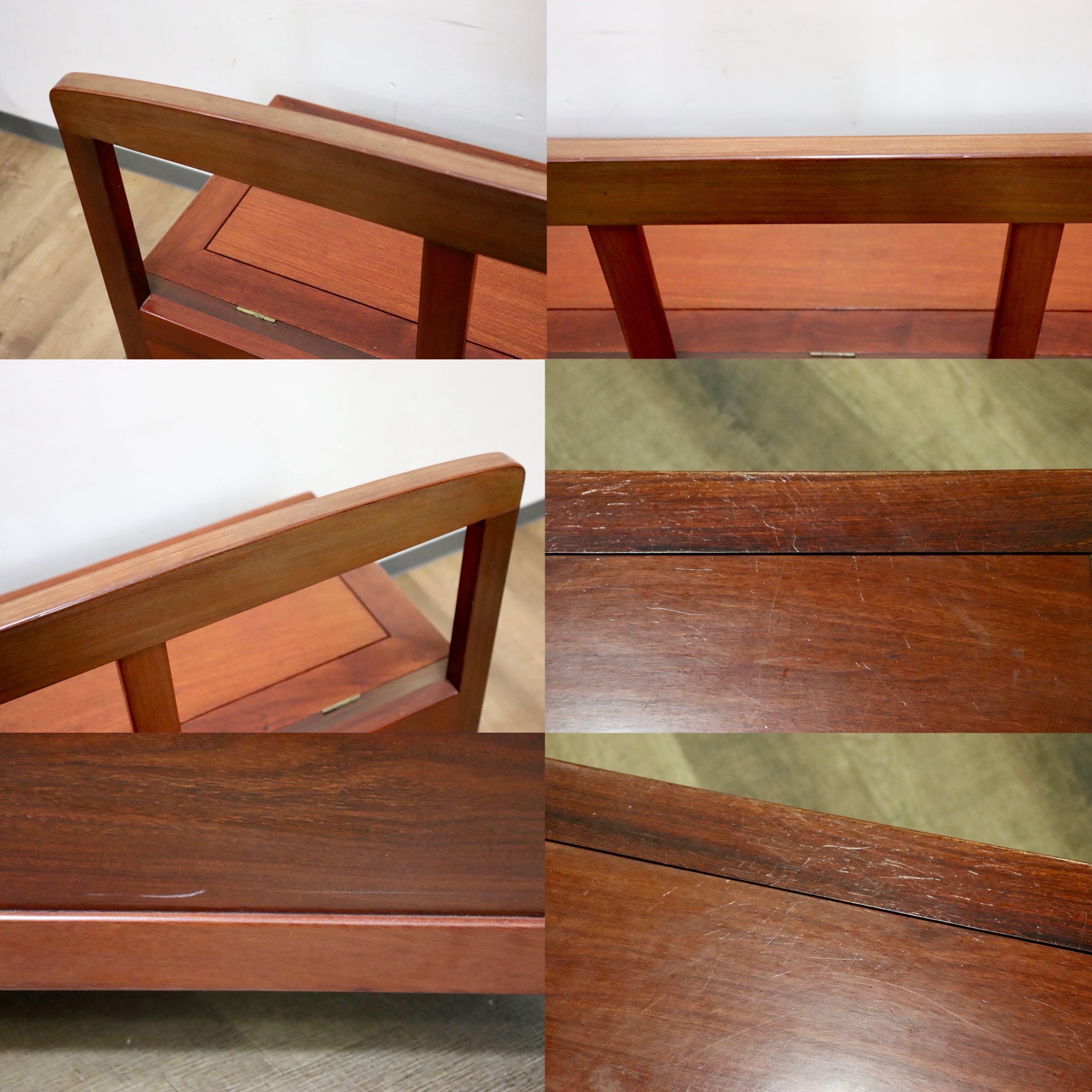 GMHH266○唐木 花梨 無垢材 ダイニングチェア 囲炉裏ベンチ 食卓椅子 和家具 収納付き 炉端 和モダン 漆塗り レトロ アンティーク 希少