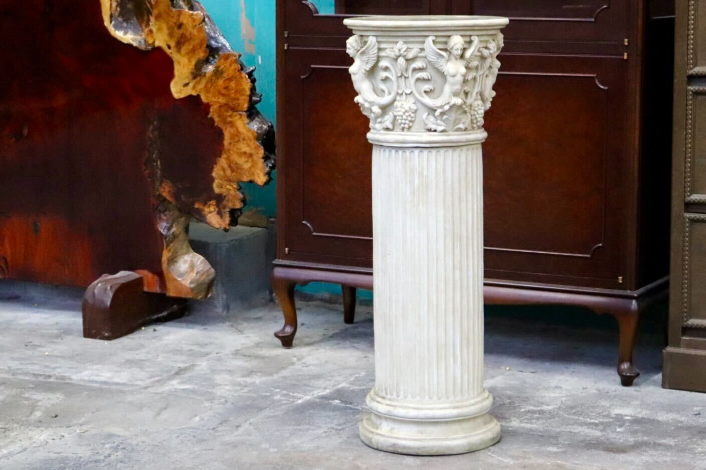 GMIS418I○花台 オブジェ 置物 ポール レジン 樹脂 ガーデニング 庭 アンティーク調 ヨーロピアン イタリアン