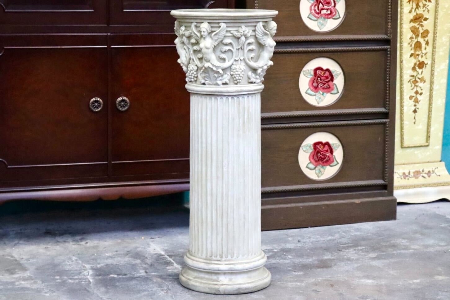 GMIS418I○花台 オブジェ 置物 ポール レジン 樹脂 ガーデニング 庭 アンティーク調 ヨーロピアン イタリアン